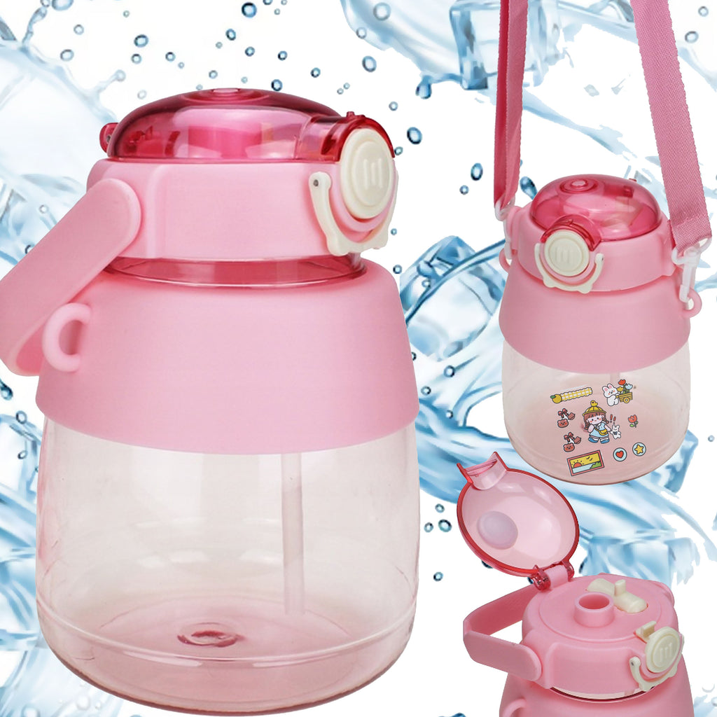 Water Bottle with Straw and Lanyard for Kids 1L