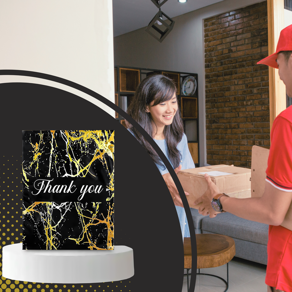 TUGEVAD KULLERIPAKID 255X370 KULDNE MARMOR AITÄH 50 TK.