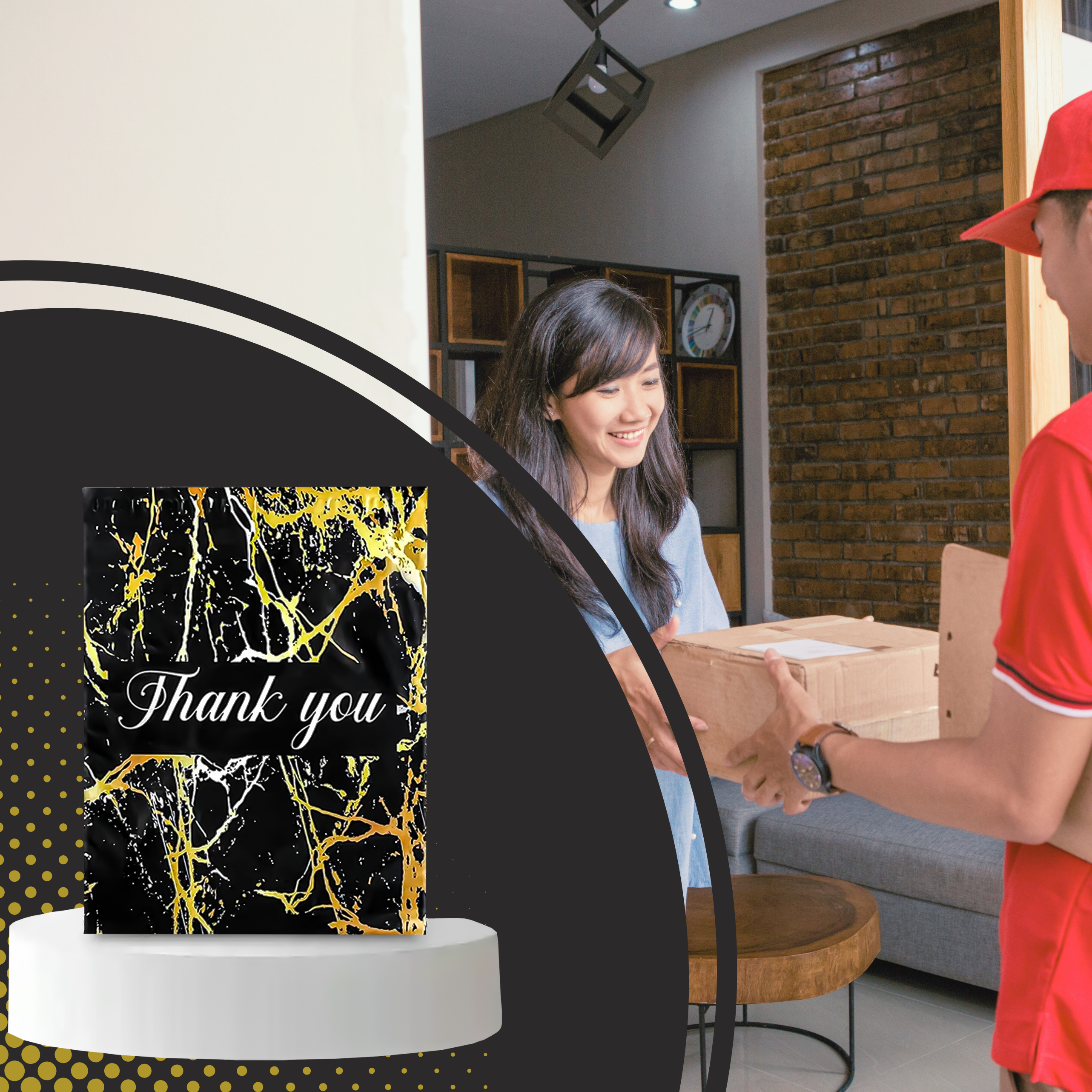 TUGEVAD KULLERIPAKID 255X370 KULDNE MARMOR AITÄH 50 TK.