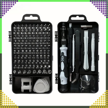 Täpsus-kruvikeerajate komplekt 115-osaline – Torx, PH, PZ, Hex, Bitid + abivahendid