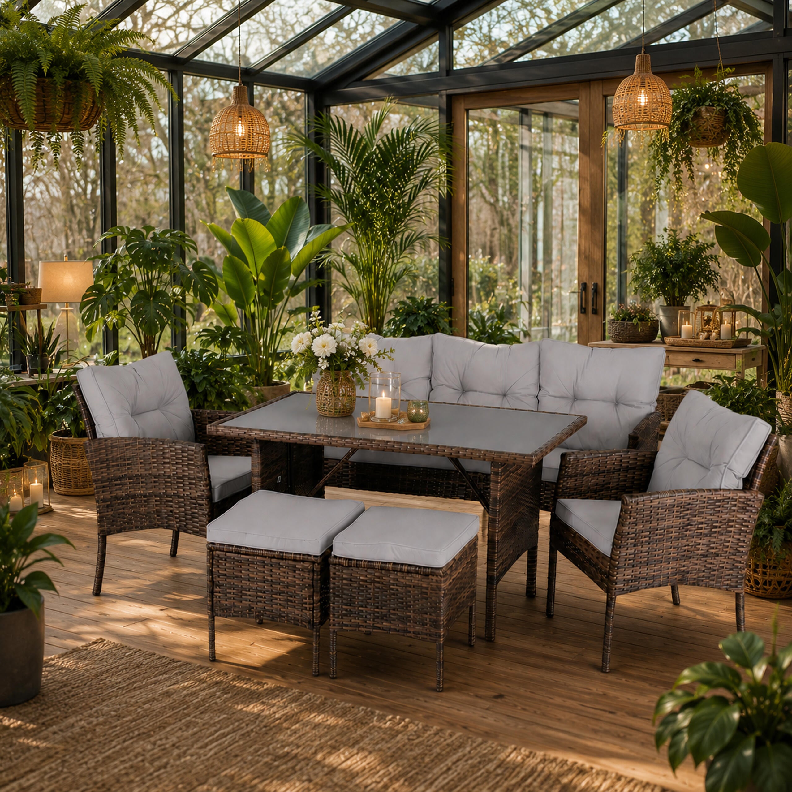 6-Piece Outdoor Rattan Furniture Set for Patio and Garden