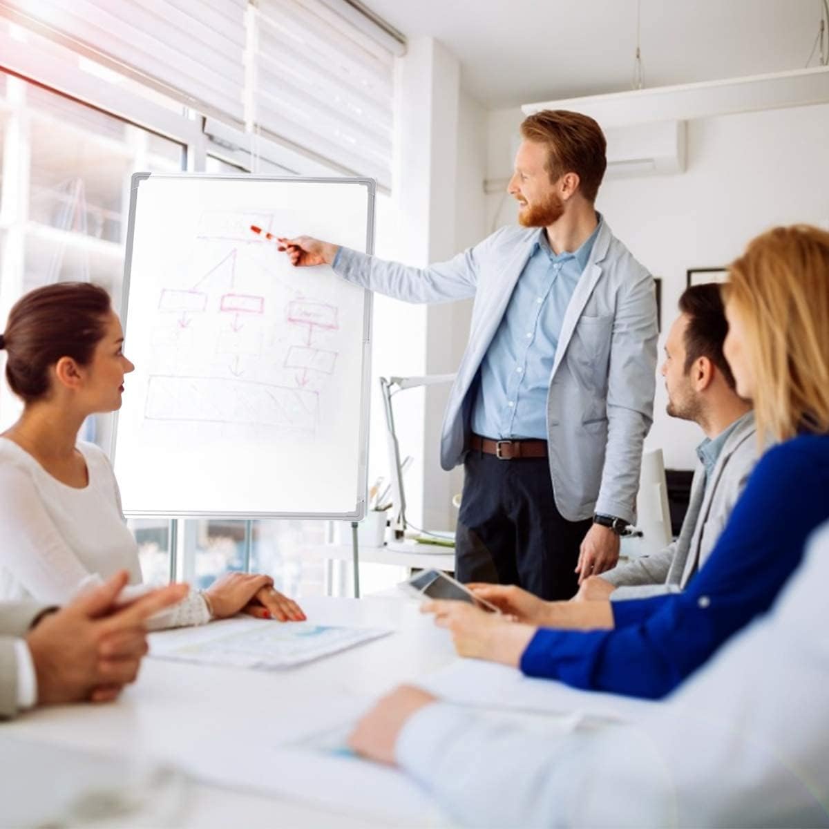 White Magnetic Dry-Erase Board 60x40 Wall-Mounted for Presentations