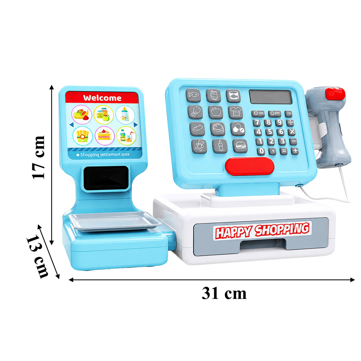 Interactive Toy Cash Register Set XXL with Scanner, Basket, and Scale