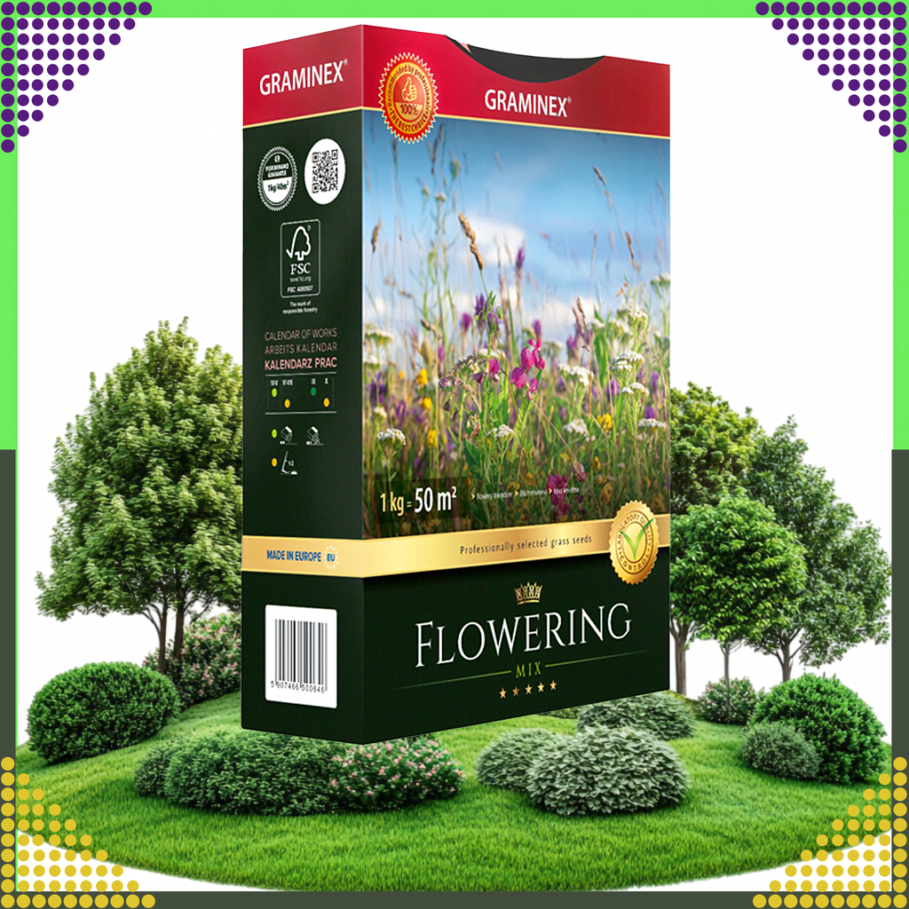 Premium Flowering Mix Grass Seeds 1kg for 40m Lawn Meadow Flower Garden