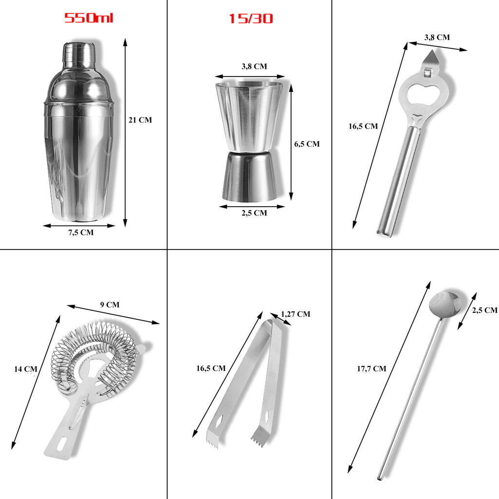 Professional 7-Piece Bar Set with Shaker and Stand