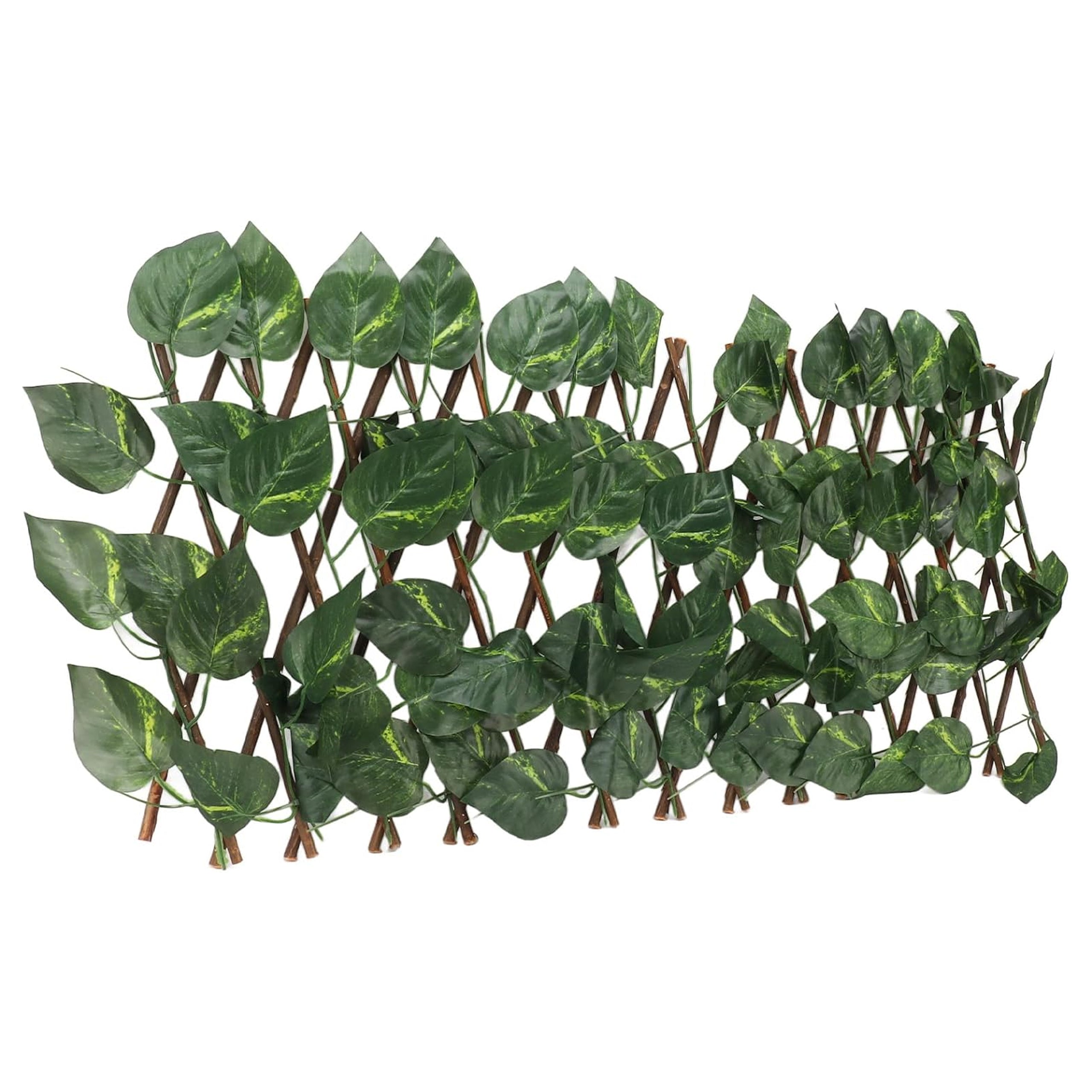 Openwork Trellis with Artificial Leaves Cover for Balcony Terrace Ivy 290x60 cm