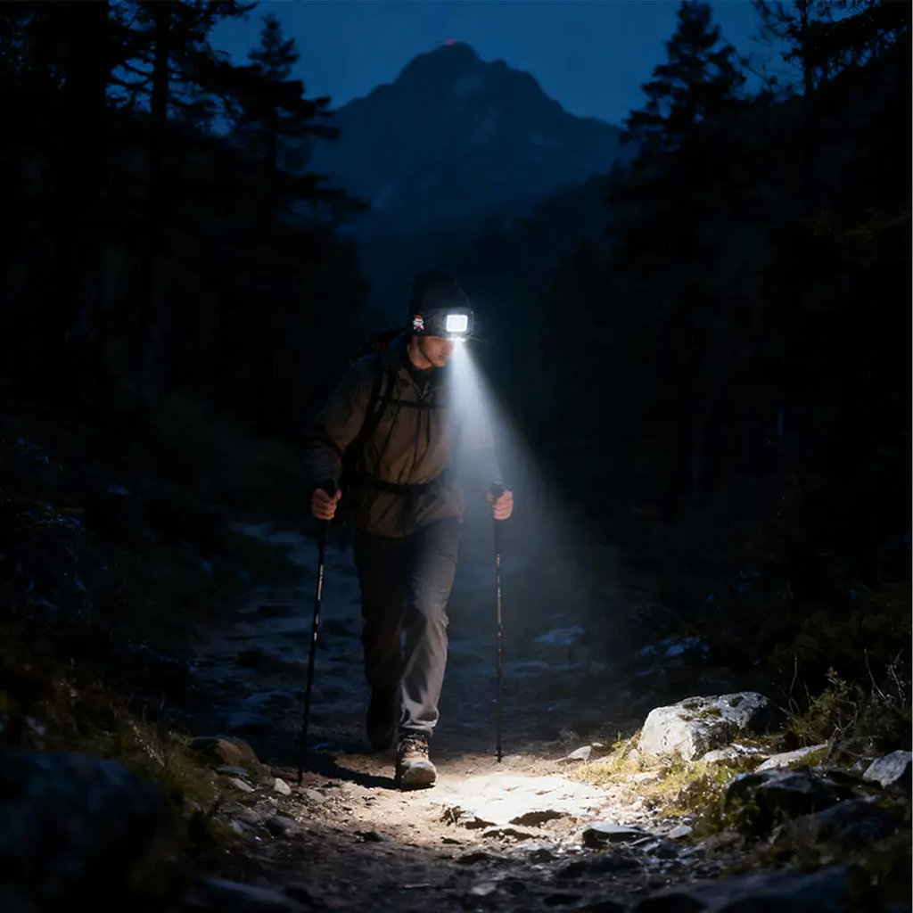 Talvemüts LED-taskulambi ja tööesilambiga jooksmiseks, hall