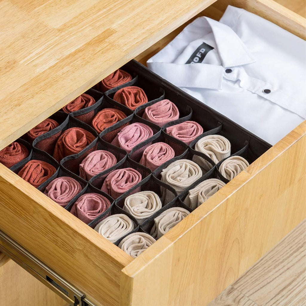 Underwear Organizer for Socks Drawer Insert with 24 Compartments