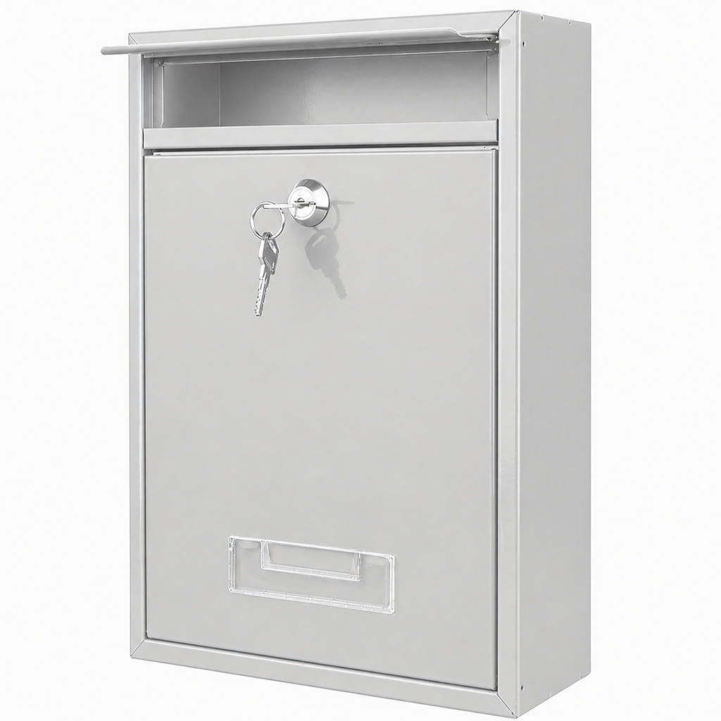 Steel Mailbox with Key Lock and Window 192 pcs Gray