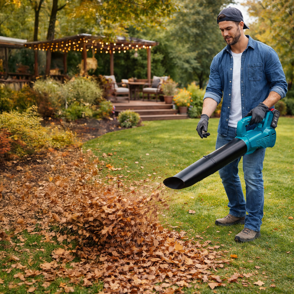 Võimas juhtmevaba lehepuhur aia ja lume kuivatamiseks, 2 akuga 2x