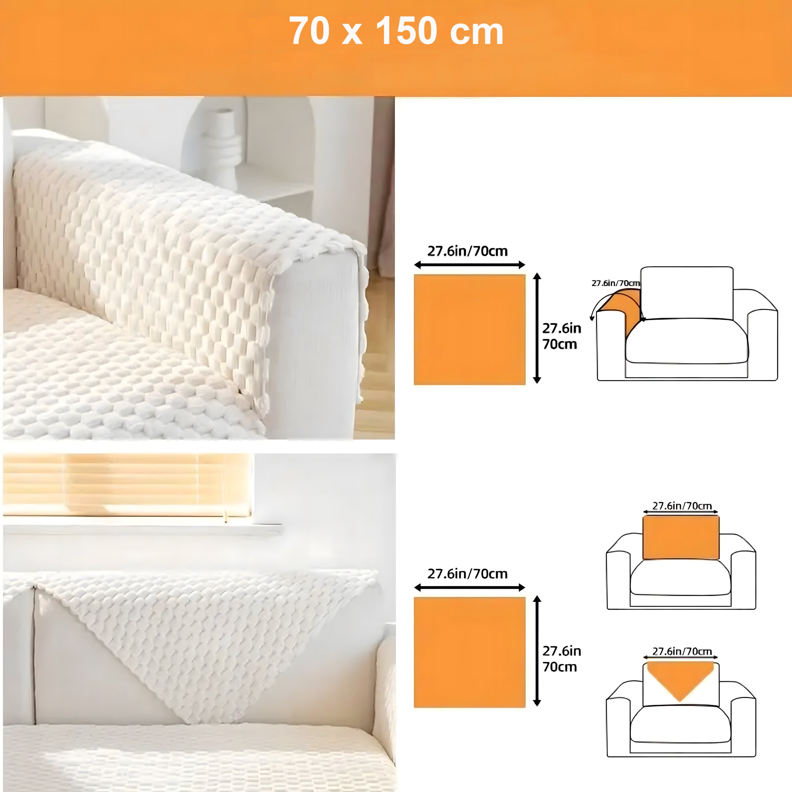 Non-Slip Stretch Sofa and Armchair Throw Blanket 70x150cm