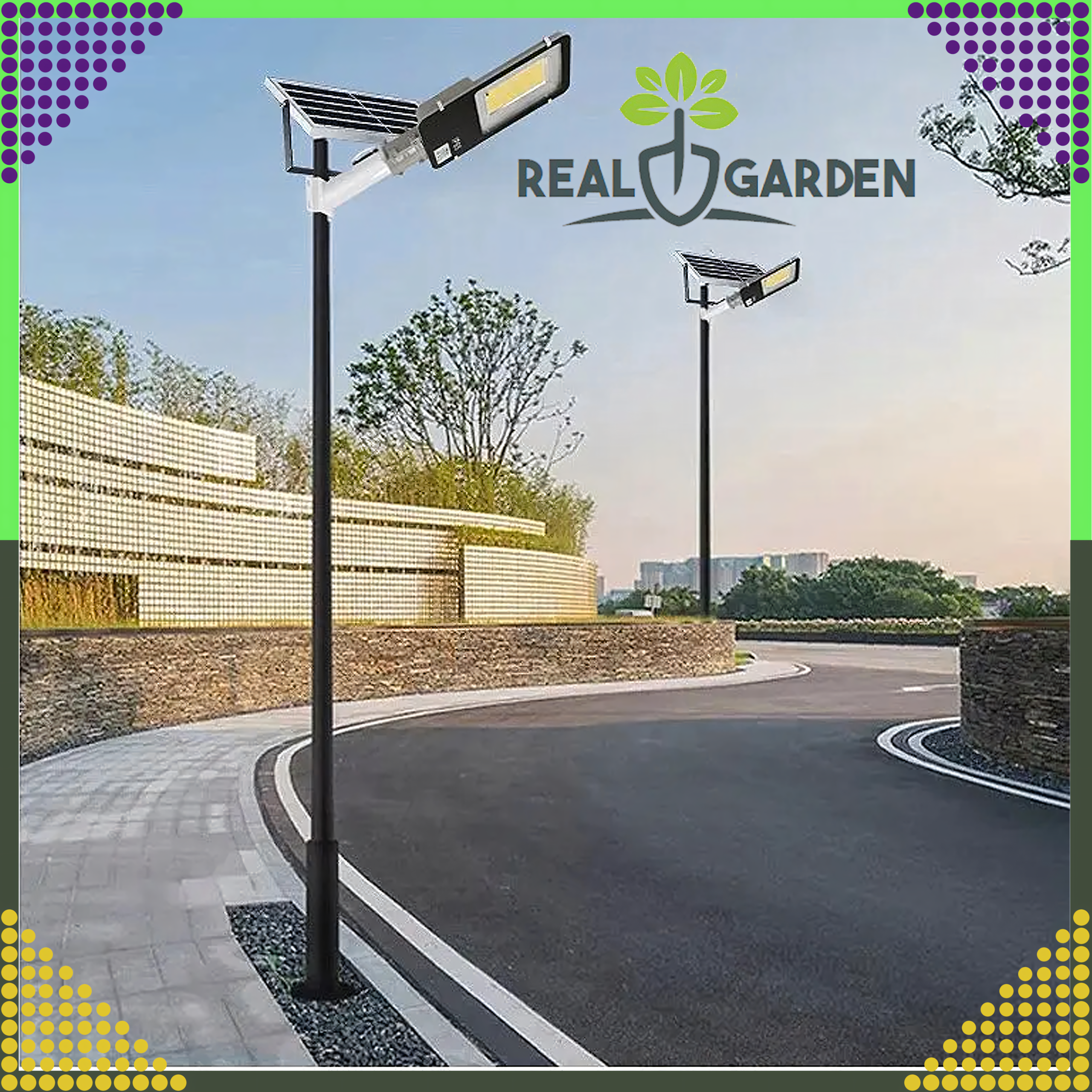 Garden Lantern Solar Pole Lamp Powerful 50W Street Panel 100 LEDs