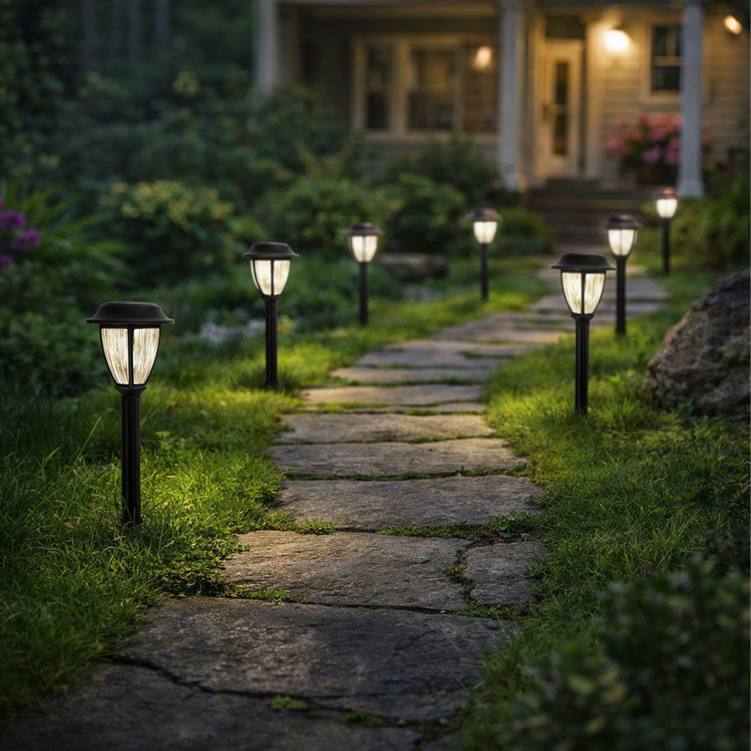 Set of 10 Solar LED Garden Post Lanterns 10 pcs
