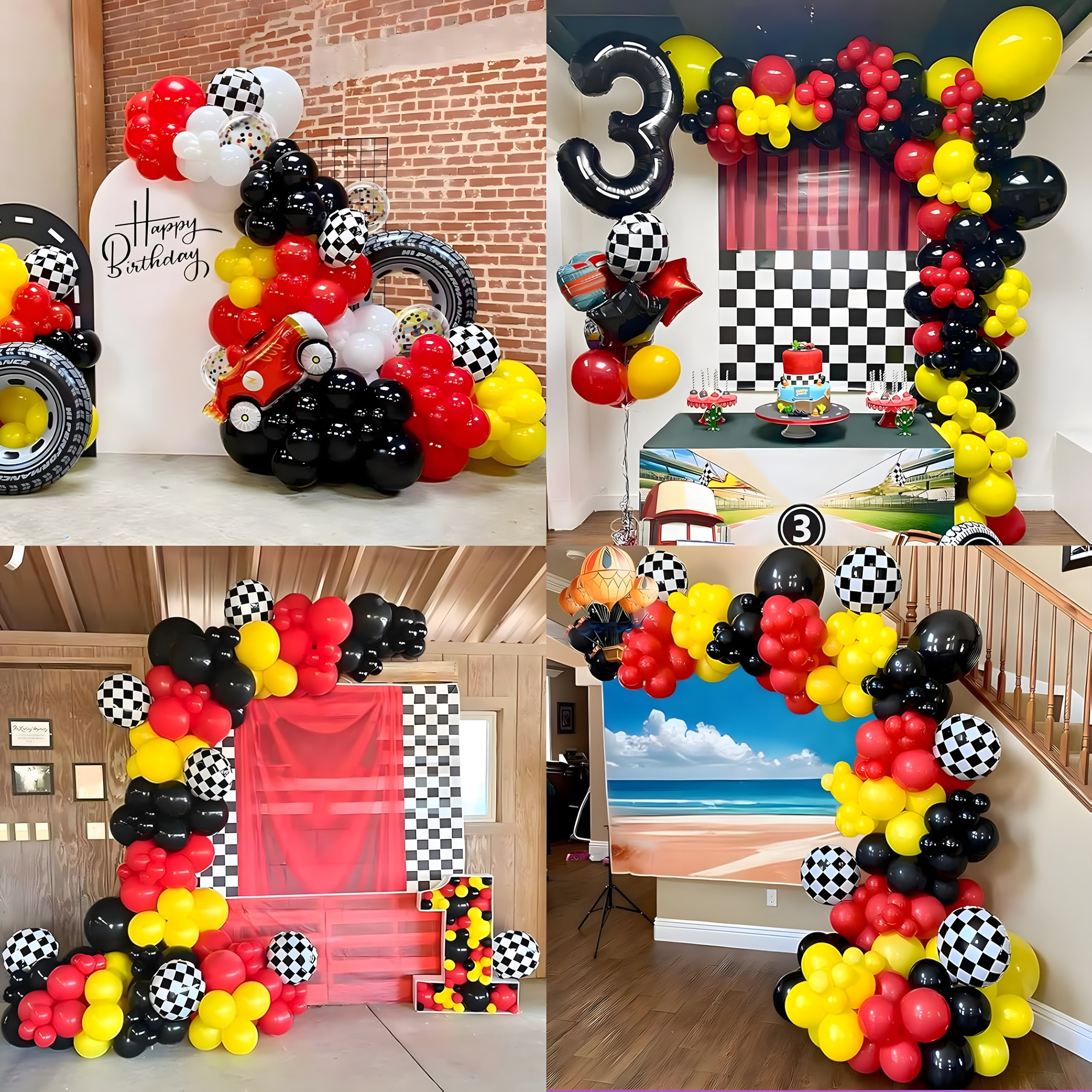 Balloon Garland Set of Balloons for Birthday Racing Flag 148 pcs