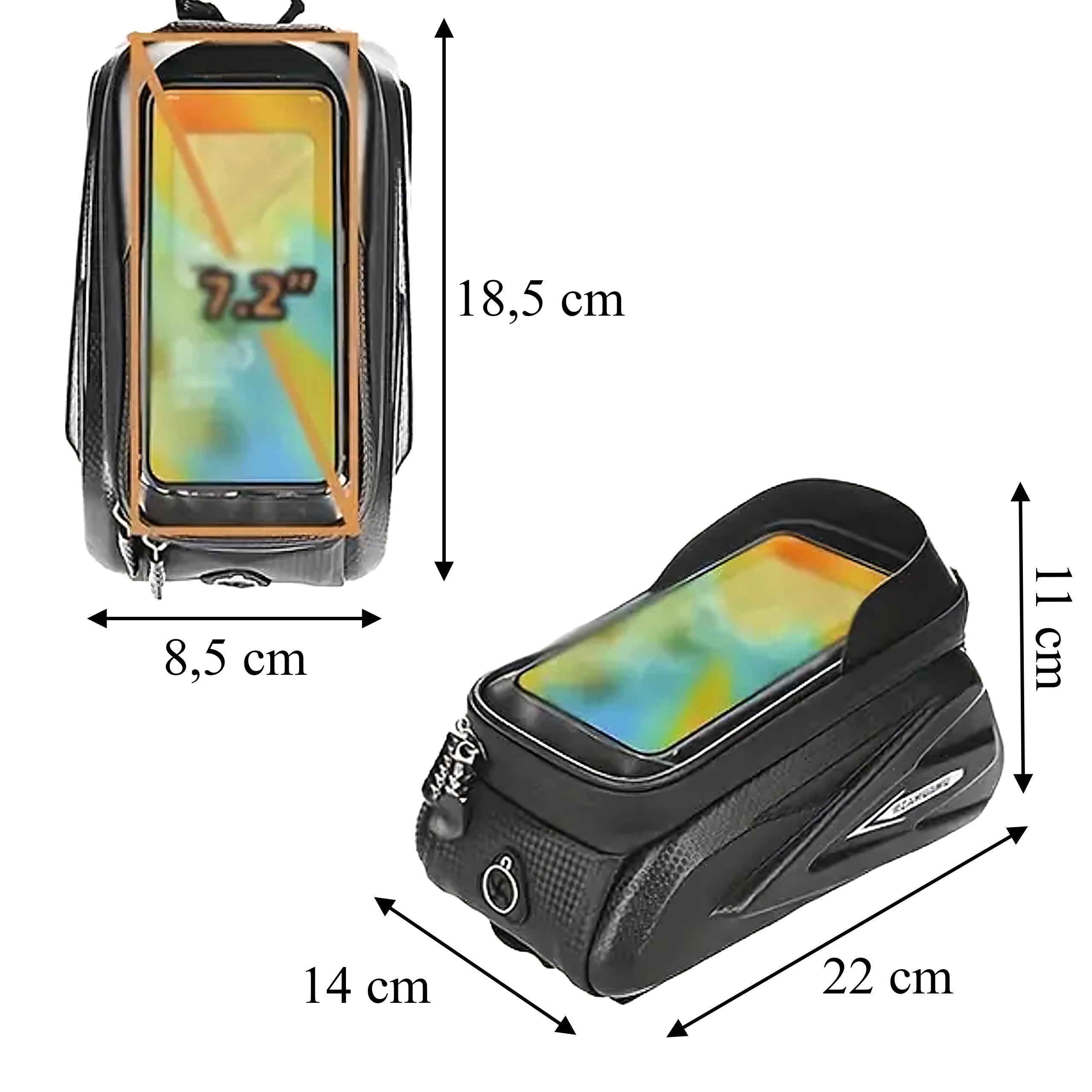 Waterproof Bicycle Handlebar Bag with Touchscreen Phone Case