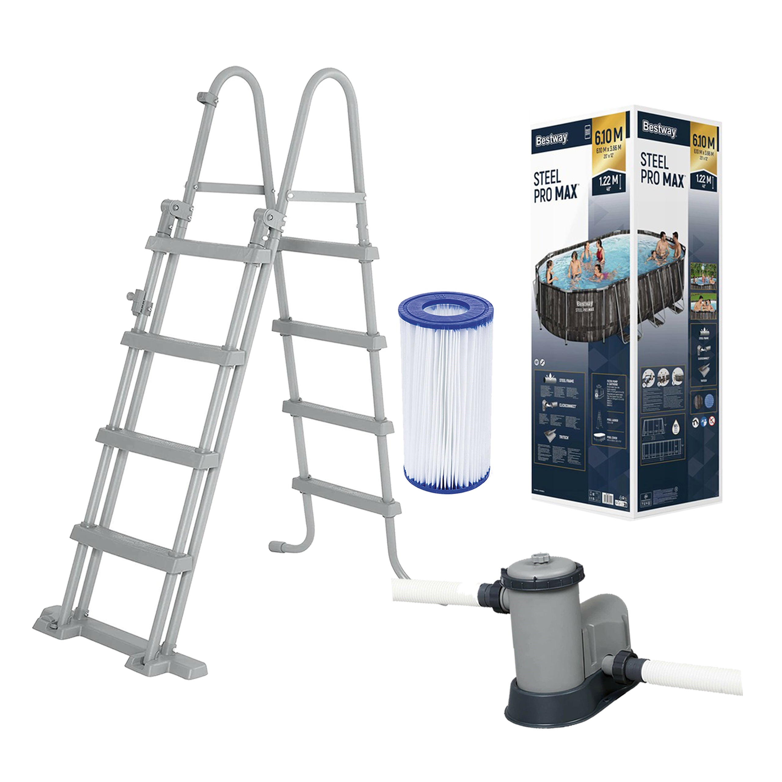 Bestway 5611R Steel Pro ristkülikukujuline aiaraamiga bassein 610x366x122cm