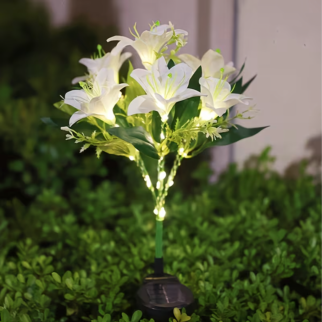 Päikesepatareiga aia piiklamp liiliaõie LED dekoratsioon