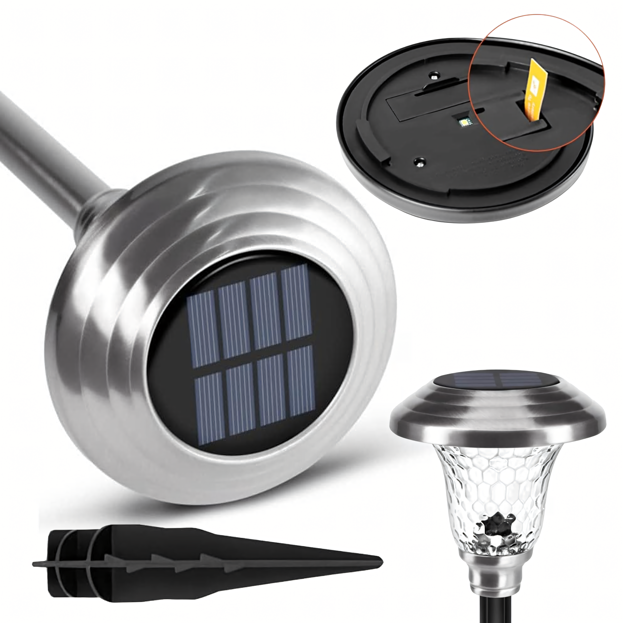 Solar Garden Spike Lights Set 42cm Waterproof Outdoor 6 pcs