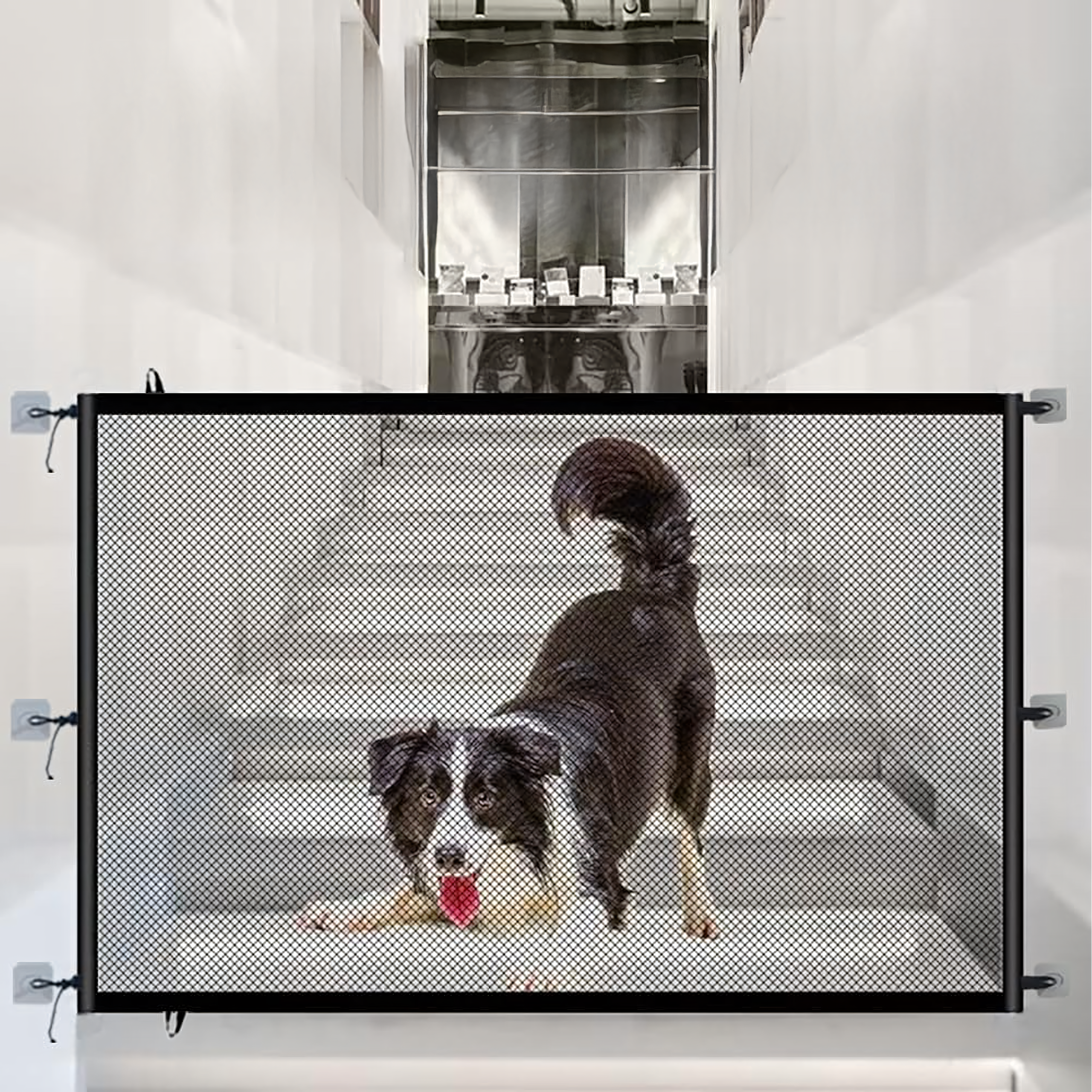 Võrkvärav turvatõke uksedele ja treppidele koerale, kassile 110x72cm