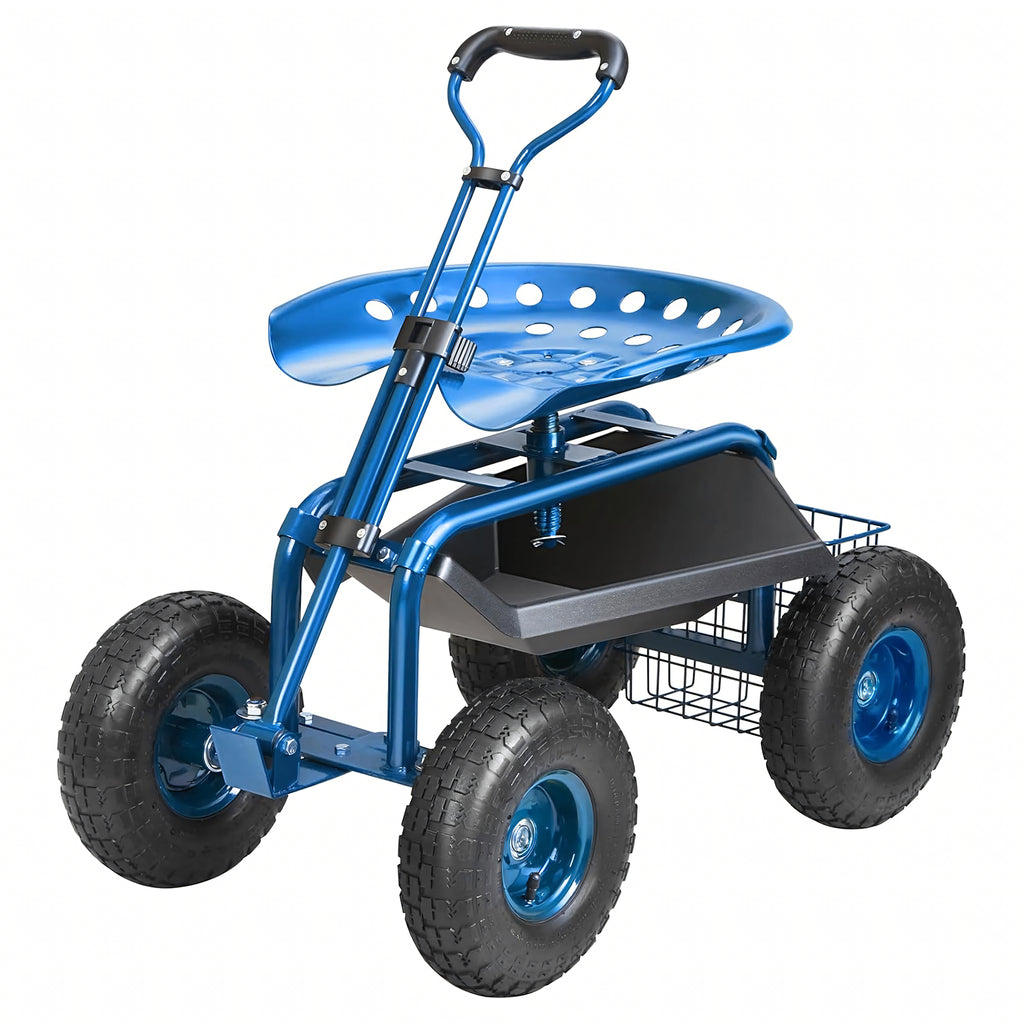 Pöörlev aiakäru 360° istme ja korviga ratastel