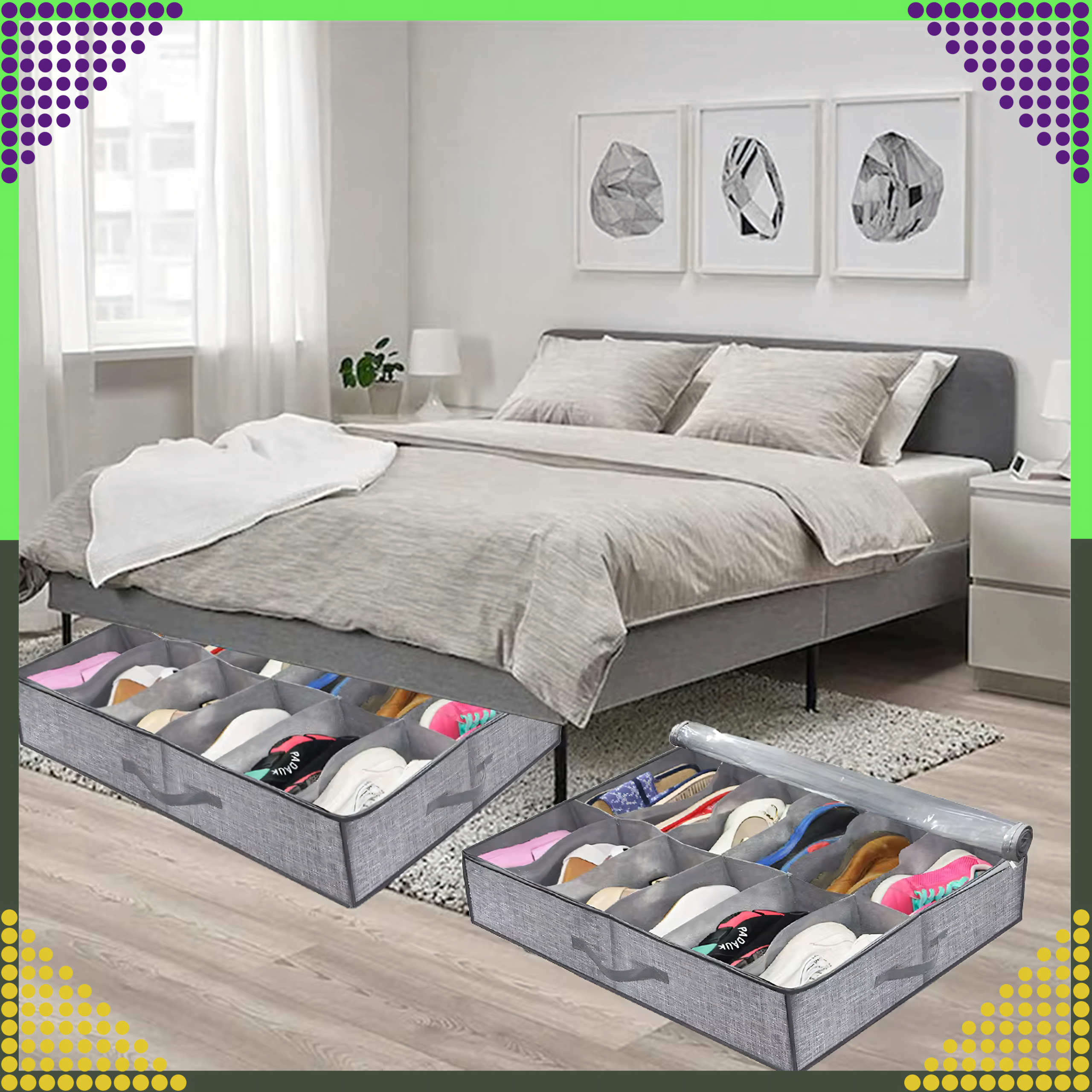 Kingade korraldaja voodi alla, kokkupandav riidekast lukuga garderoobi jaoks