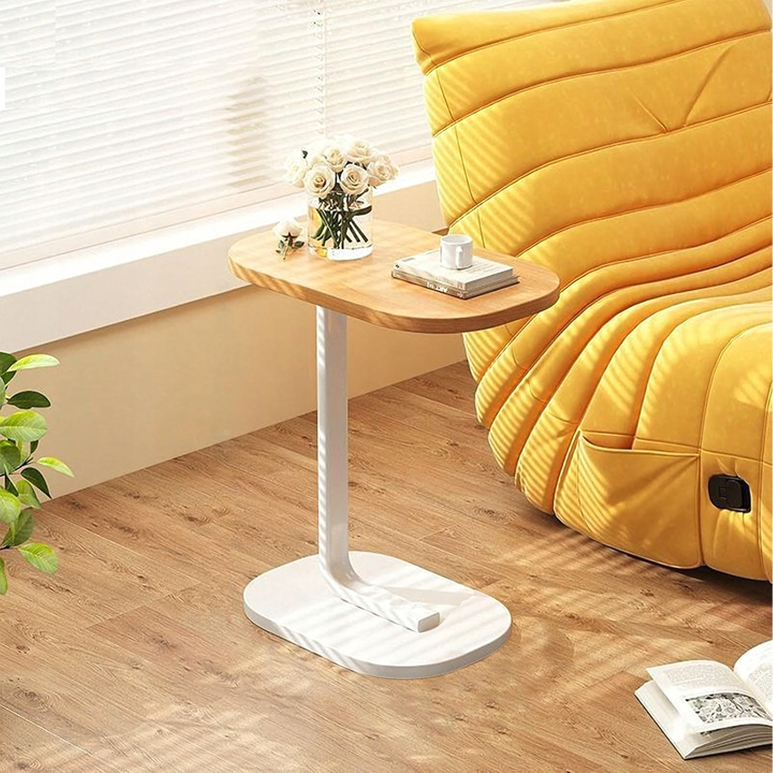 200x C-Shaped Modern Side Coffee Table for the Living Room