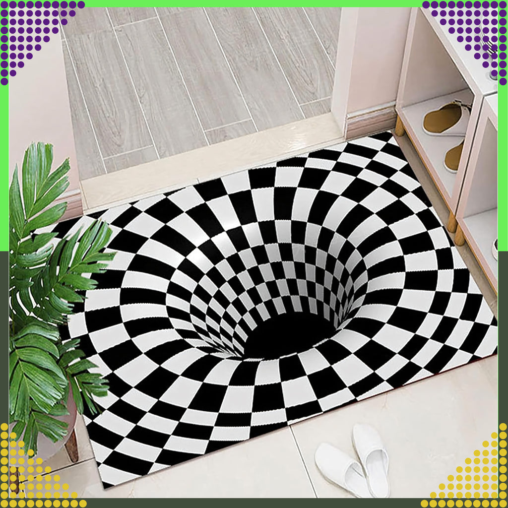 Chodnik Dywanik Mata Wycieraczka z Efektem 3D Iluzja Biała Dziura 60x90 CM