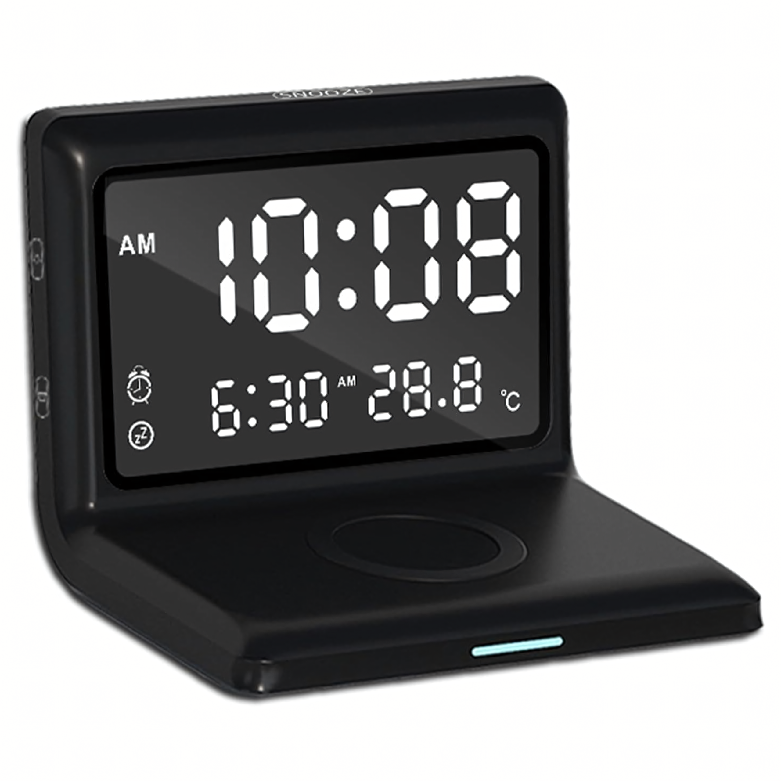 3in1 digitaalne äratuskell juhtmevaba laadija 15W temperatuuripeegel