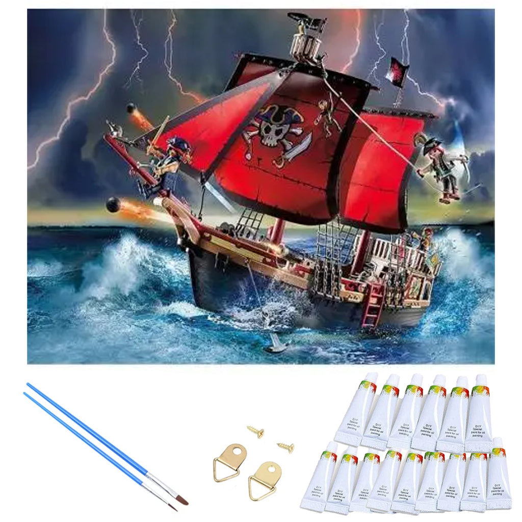 Numbrite järgi maalimise lõuend raamiga, isetegemise komplekt, pintslid, värvid 40x50