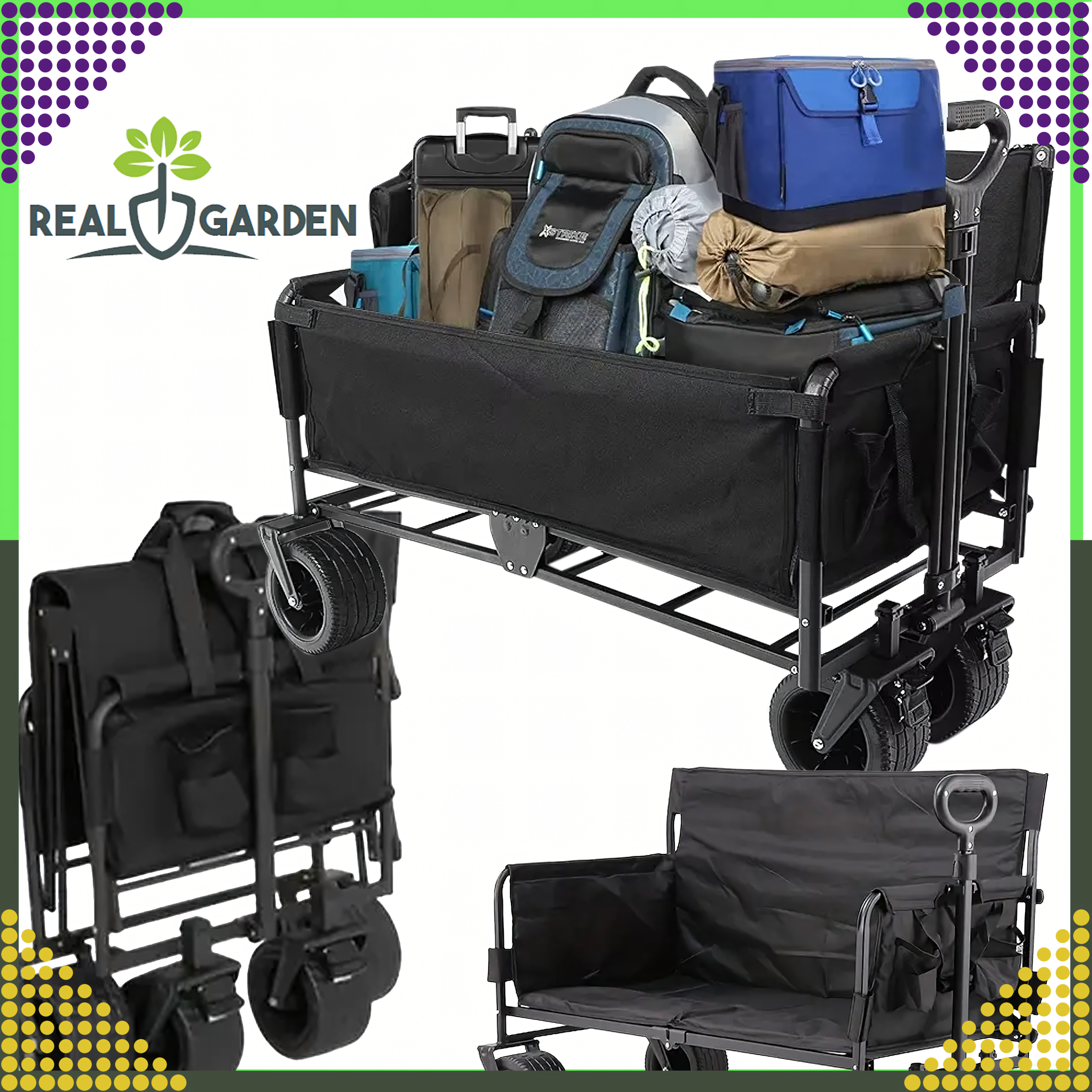 Kokkupandav rannakalastuse transpordikäru XL rattaga ja istmega