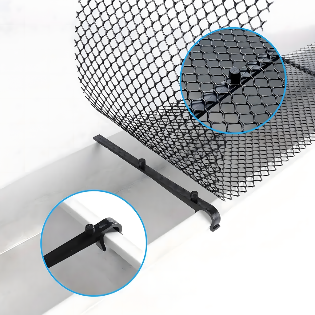 Gutter Leaf and Debris Guard Mesh 0.15x6m with Clips