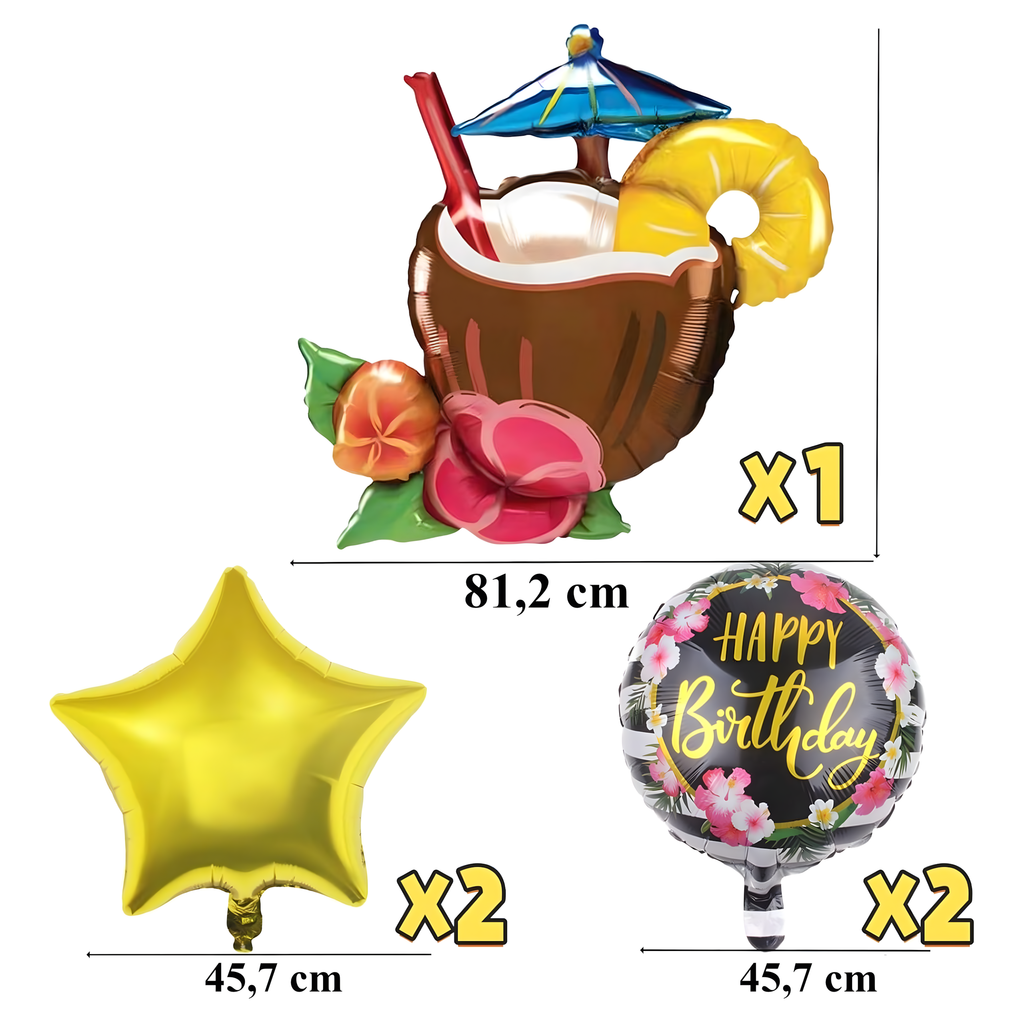 Havai Aloha õhupallide komplekt sünnipäevadeks ja sünnipäevapidudeks 5 tk