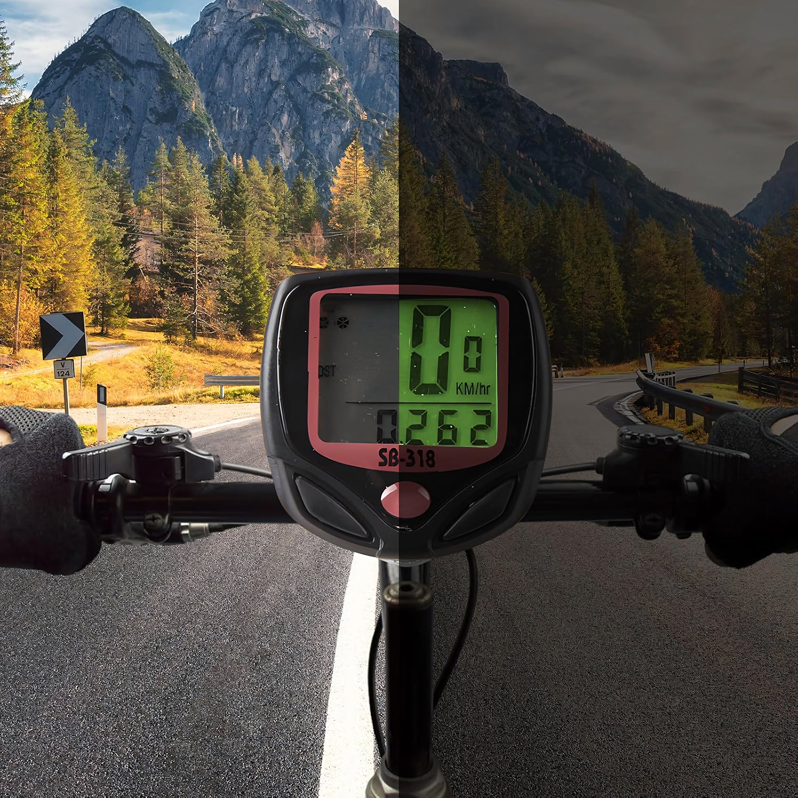 Waterproof Bicycle Computer LCD Speedometer with 15 Functions