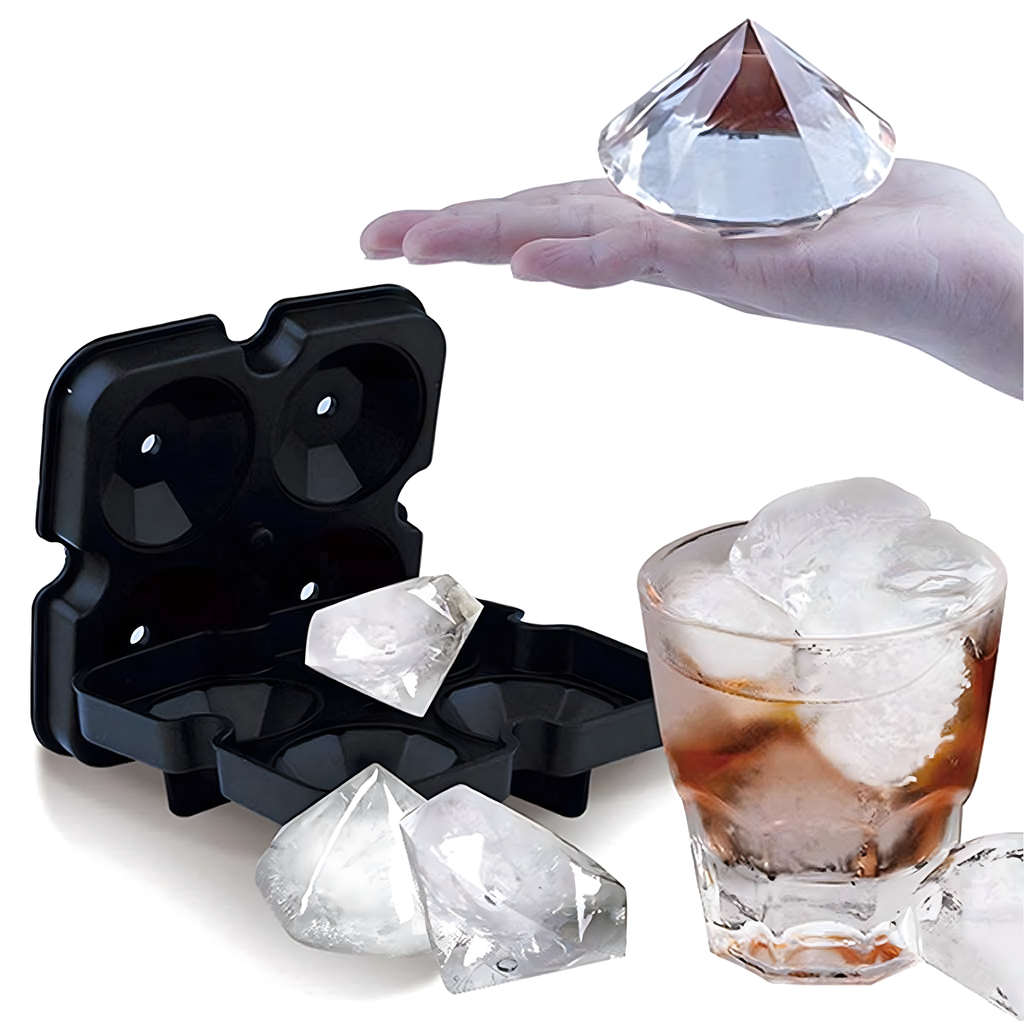 Ice Cube Mold Ice Silicone Diamonds Large XL for 4 pcs
