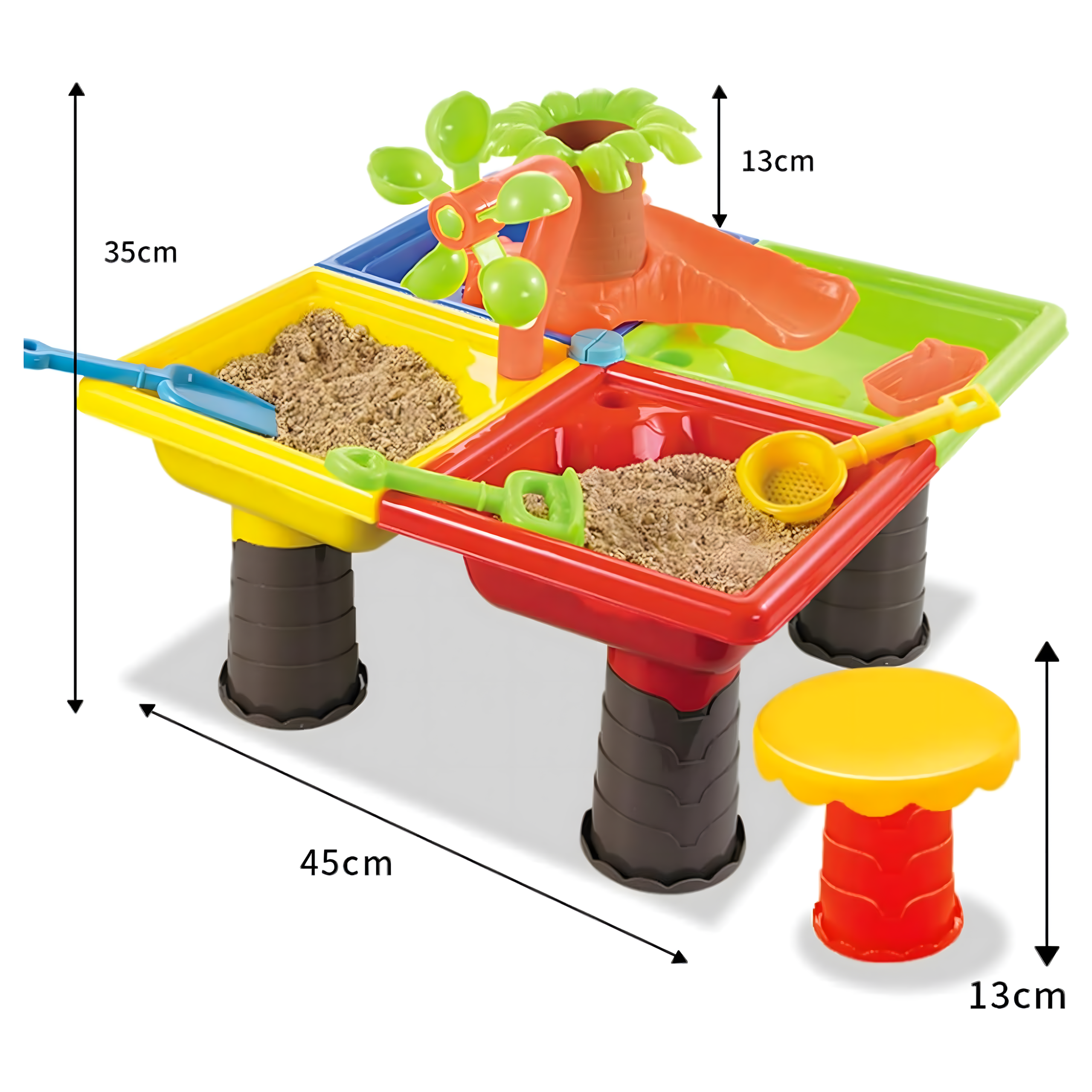 Laualiivakast liivaga mängimiseks rannas, kastmiskann ja reha