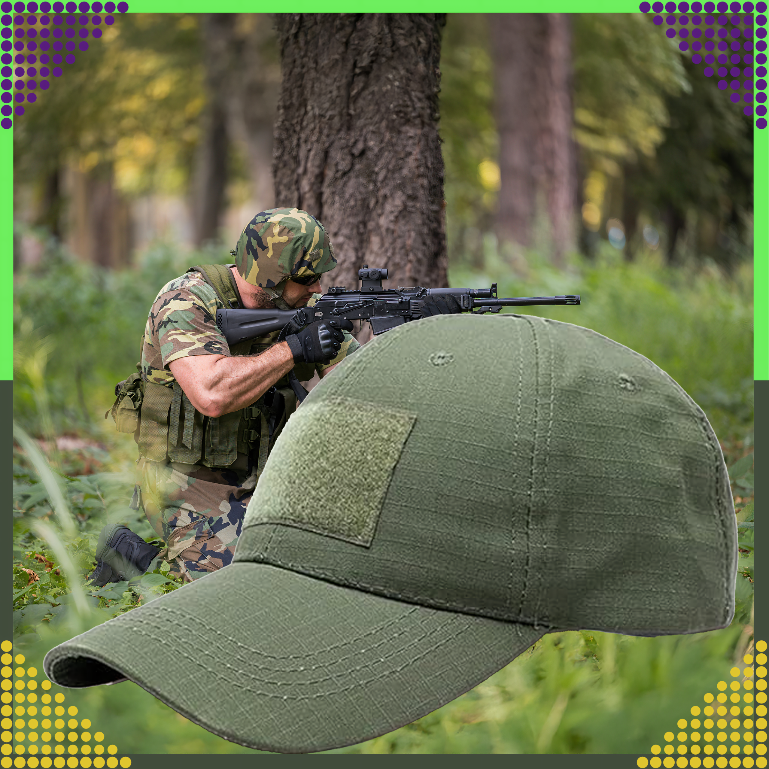 Militaarne taktikaline nokamüts kamuflaažiga Molle disainiga
