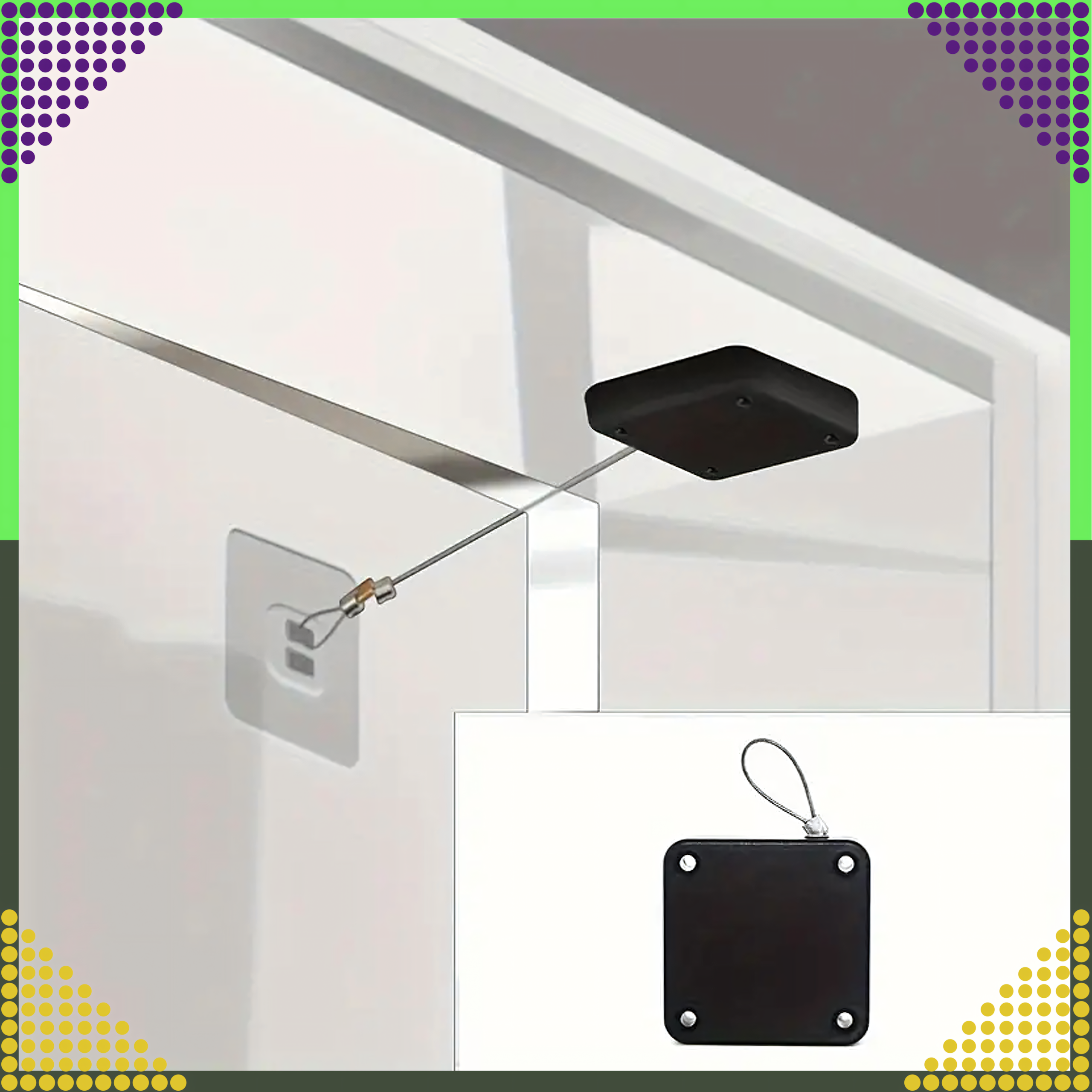 Self-Adhesive Retractable Door Closer with Steel Cable 800g 1.2m