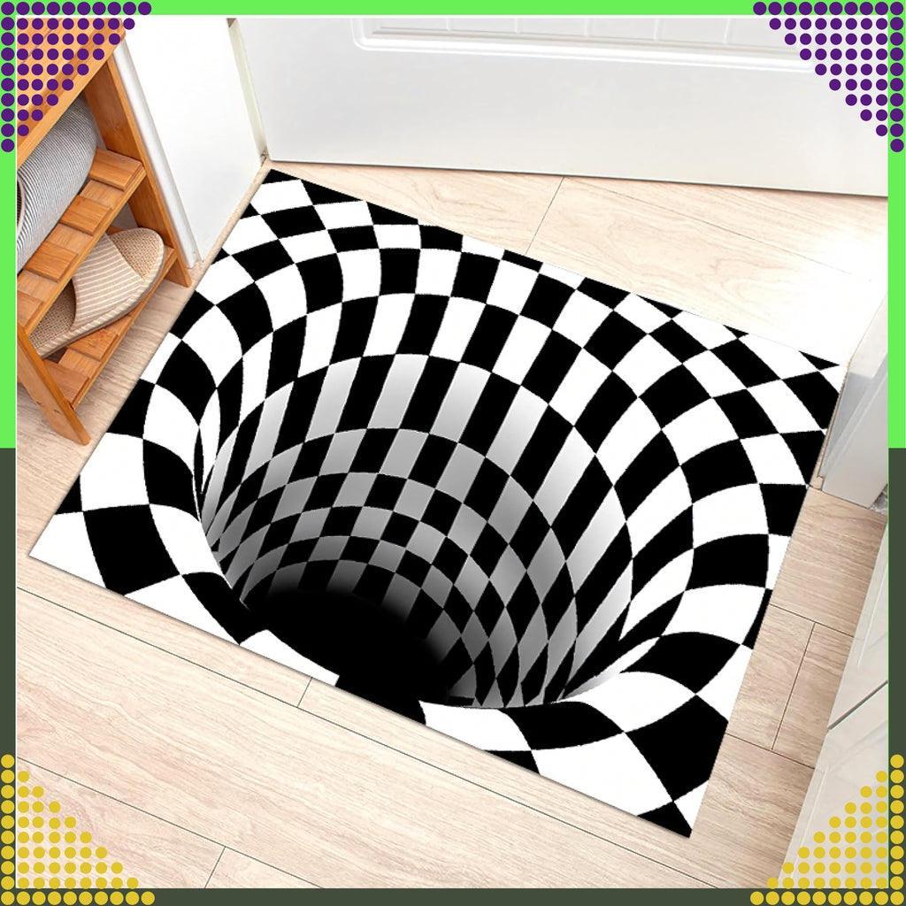 Chodnik Dywanik Mata Wycieraczka z Efektem 3D Iluzja Biała Dziura 60x90 CM