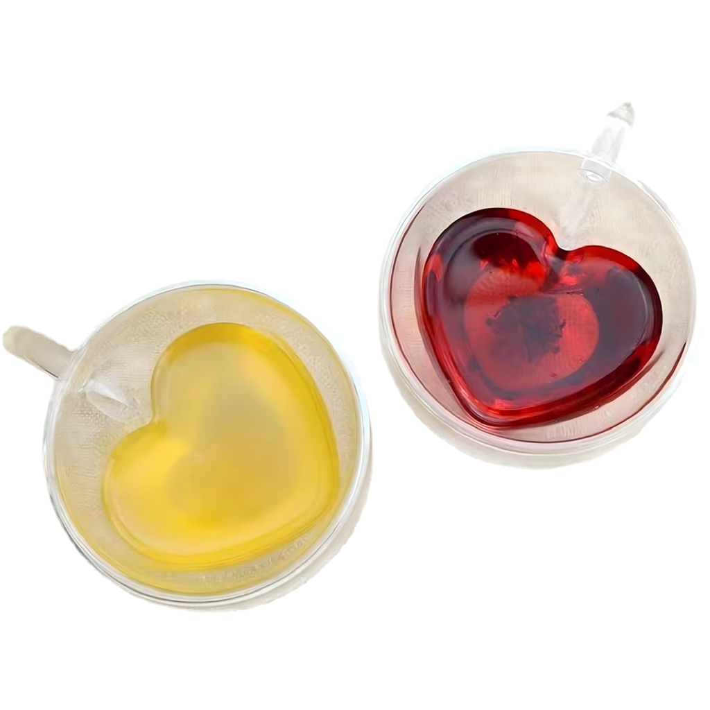 Armastuse kruus südamekujuline klaas topeltseinaga kuumakindel 250 ml