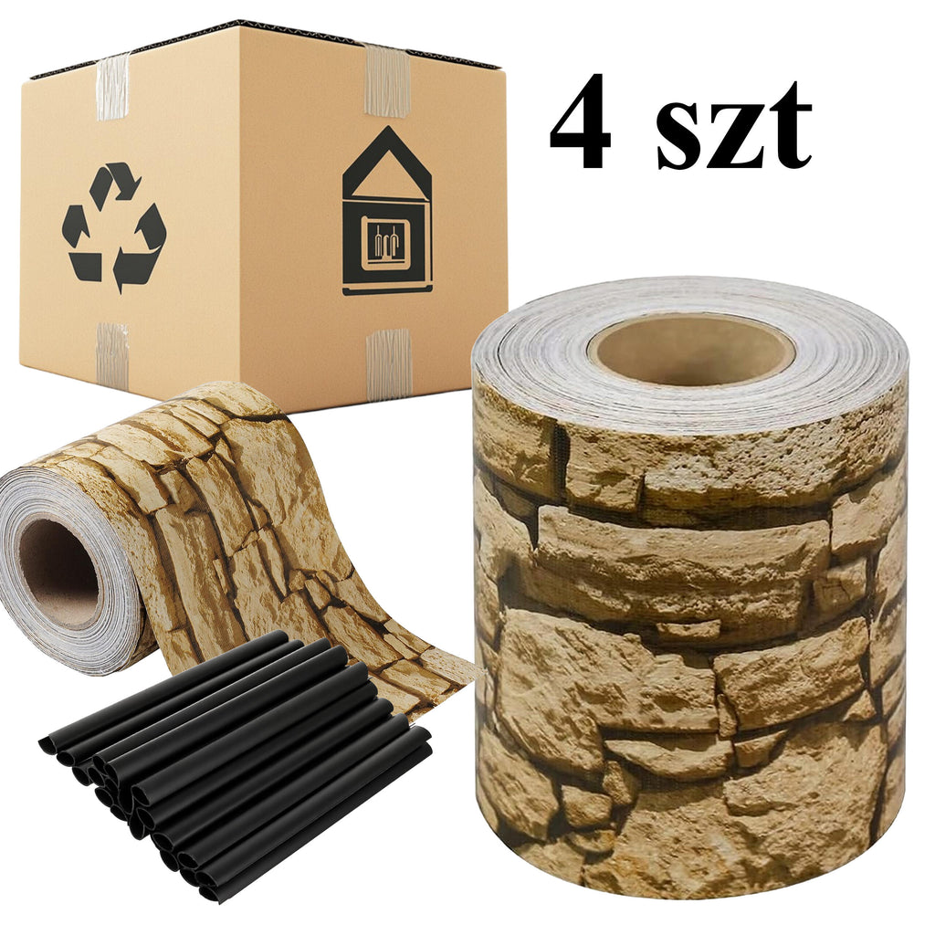 4 x Garden Fence Tape 19cm x 35m UV Stone Panel Cover