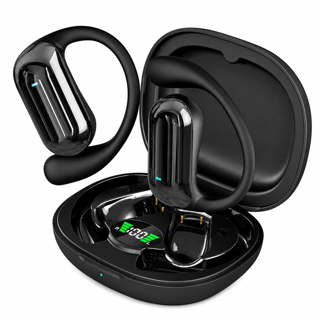 Juhtmevabad Bluetooth-sisekkõrvaklapid AI-tõlkefunktsiooniga ja akupangana toimiva karbiga, mustad RC-K-2614