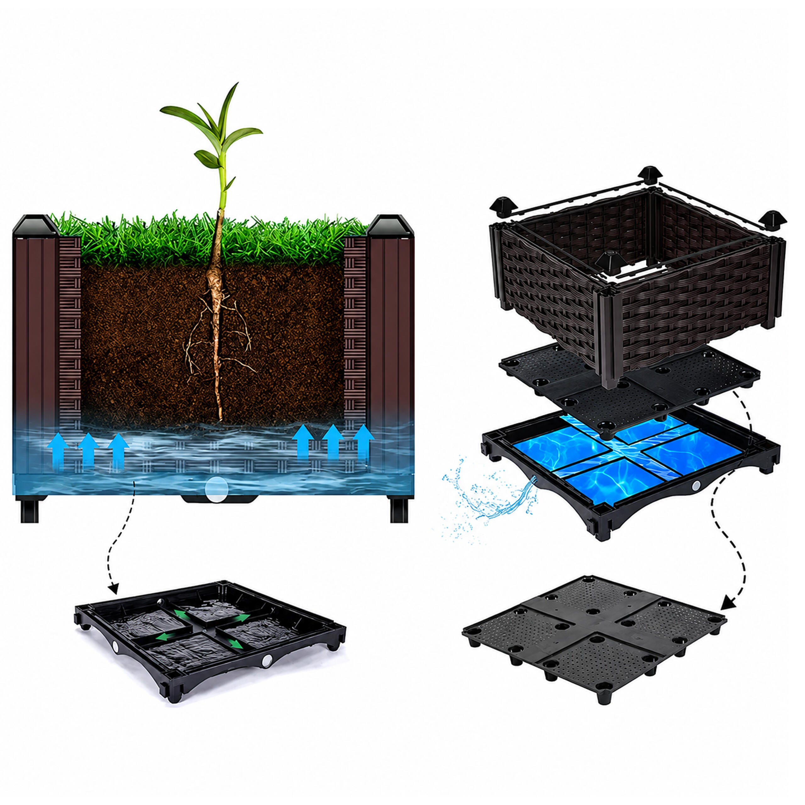 Modular Garden Flower and Vegetable Planter Box 120x40x22cm Brown