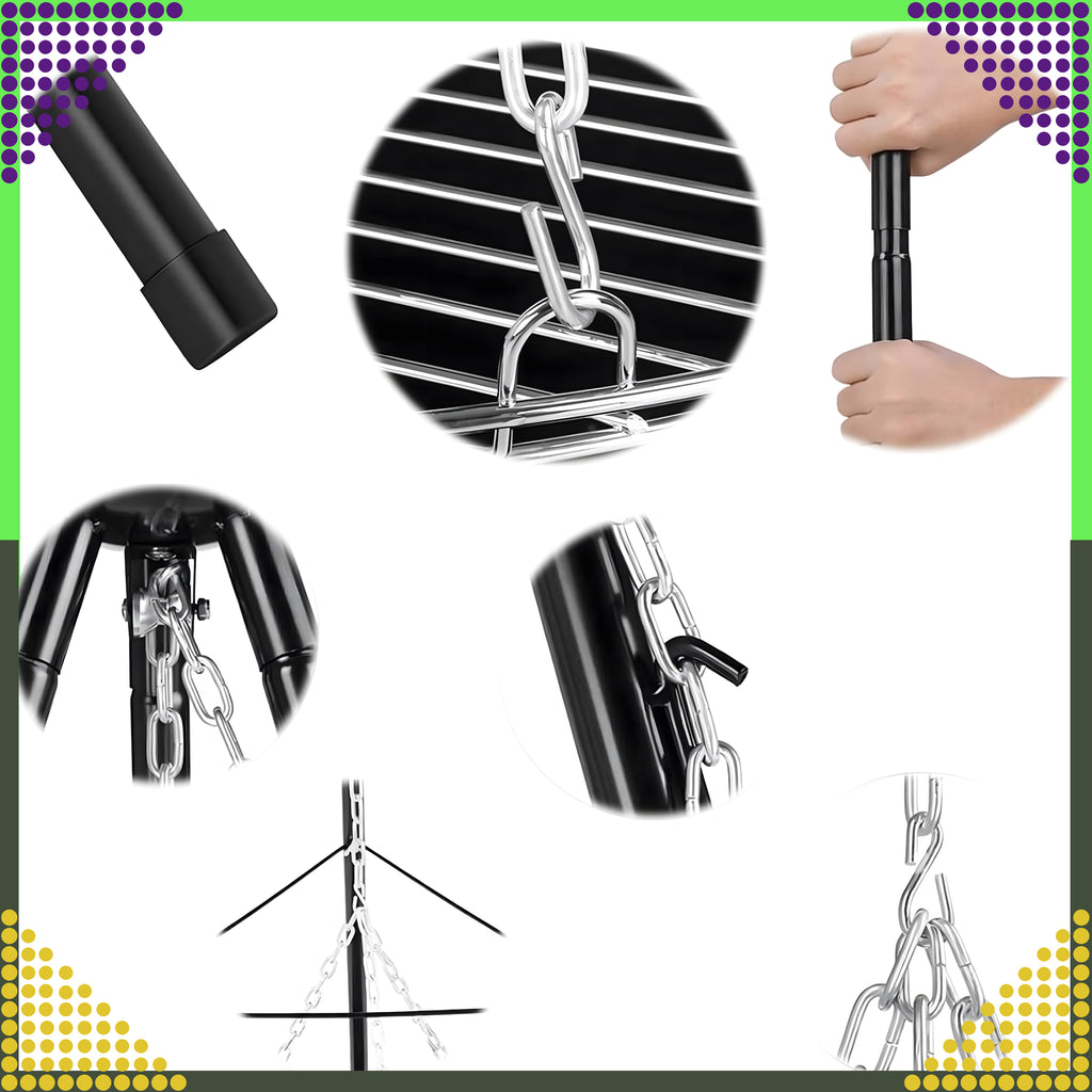 Palenisko Trójnóg Grill Ogniskowy Ogrodowy Wiszący Duży Ognisko Ruszt