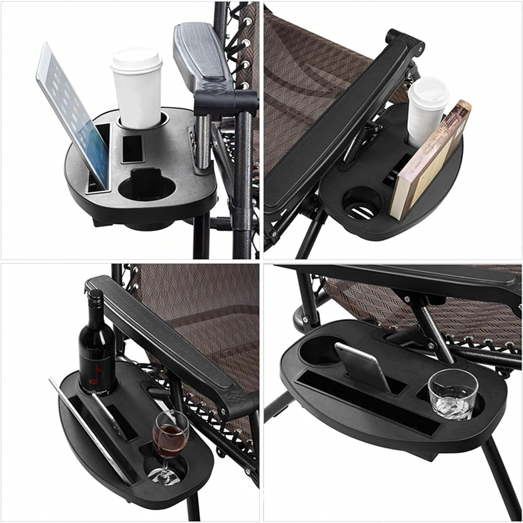 Joogikorraldaja hoidik nullgravitatsiooni lamamistoolile koos tassi- ja telefonialusega