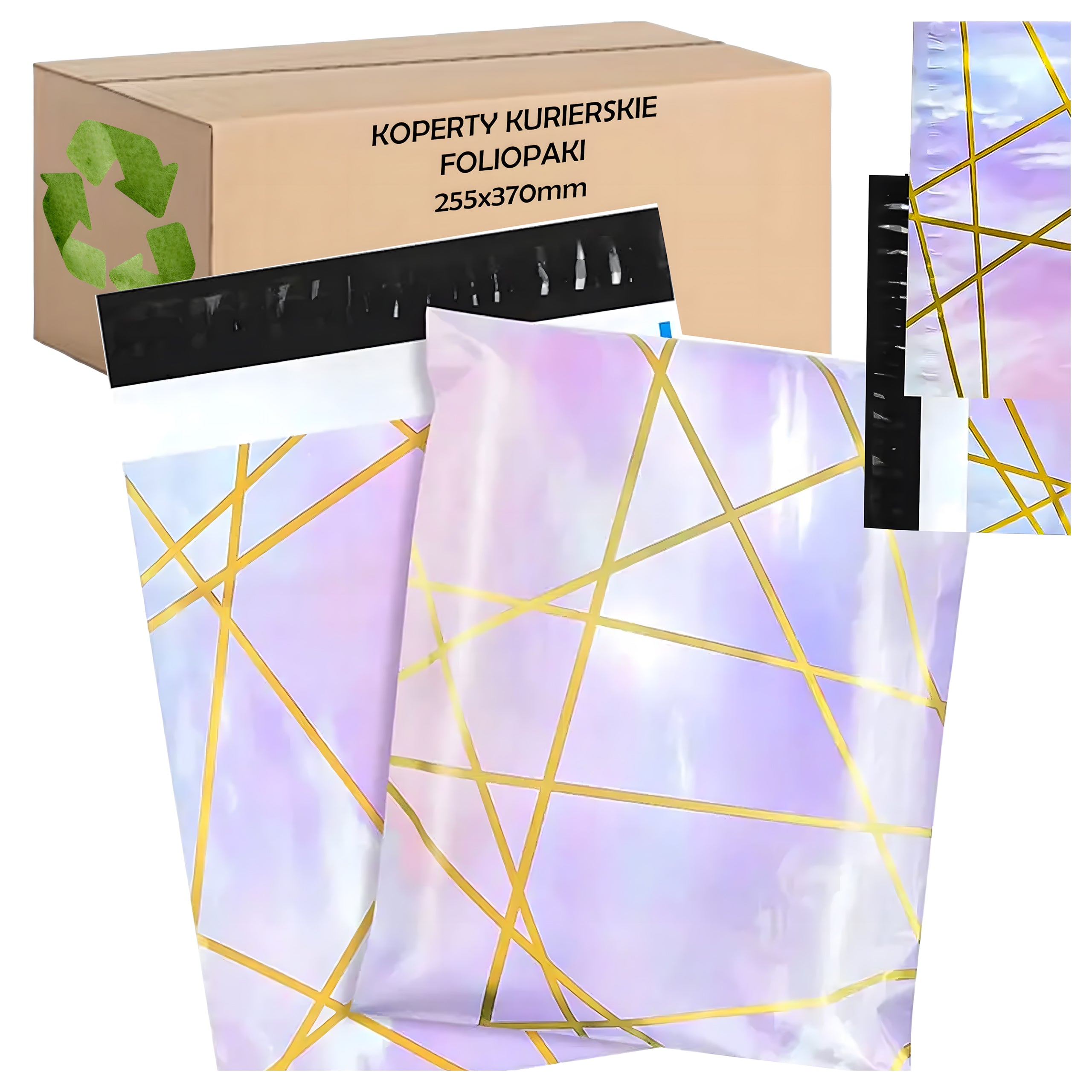 TUGEVAD KULLERPAKENDI ÜMBRIKUD 255X370 LILLA KULD 50 TK