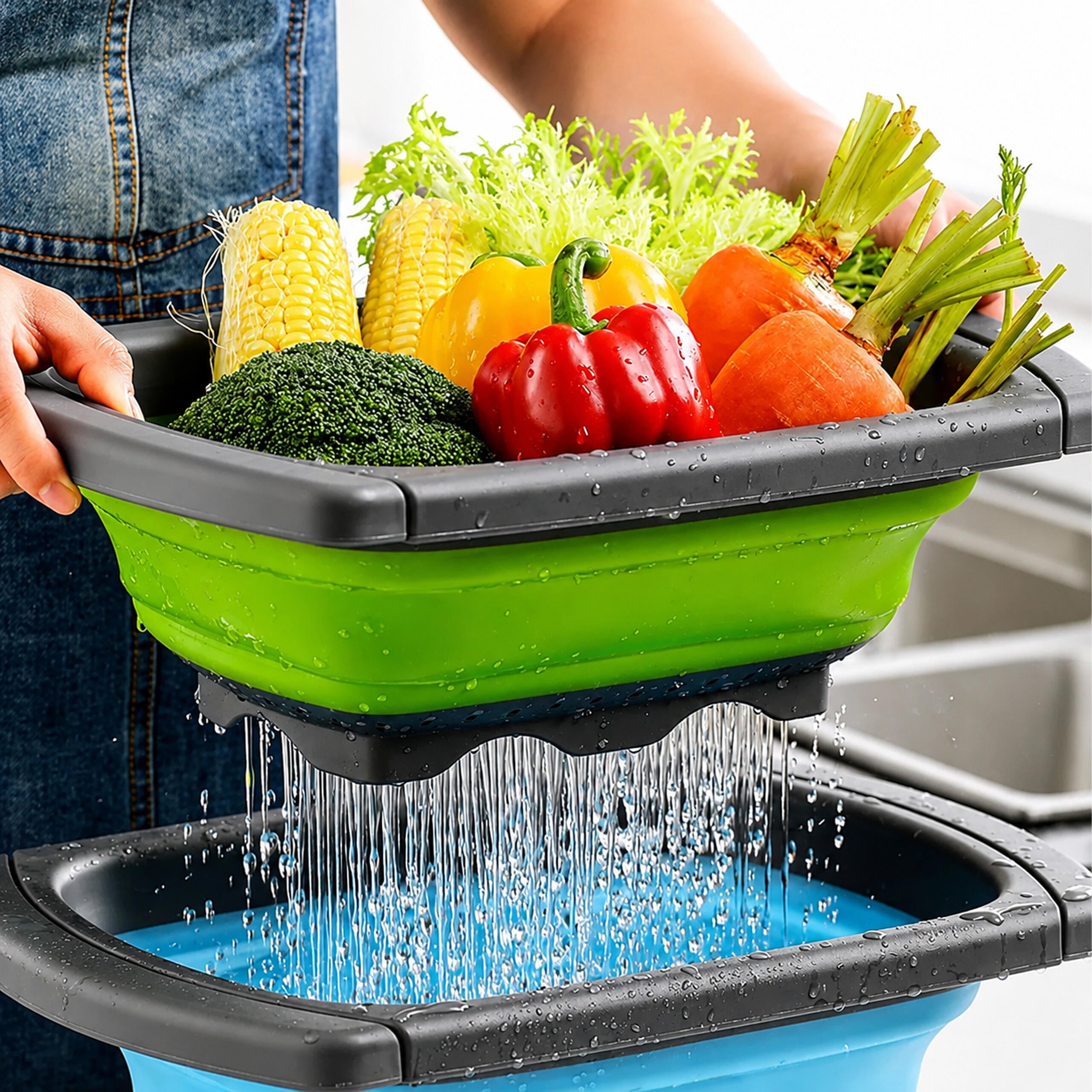 Foldable Silicone Kitchen Colander Drain Rack 61cm