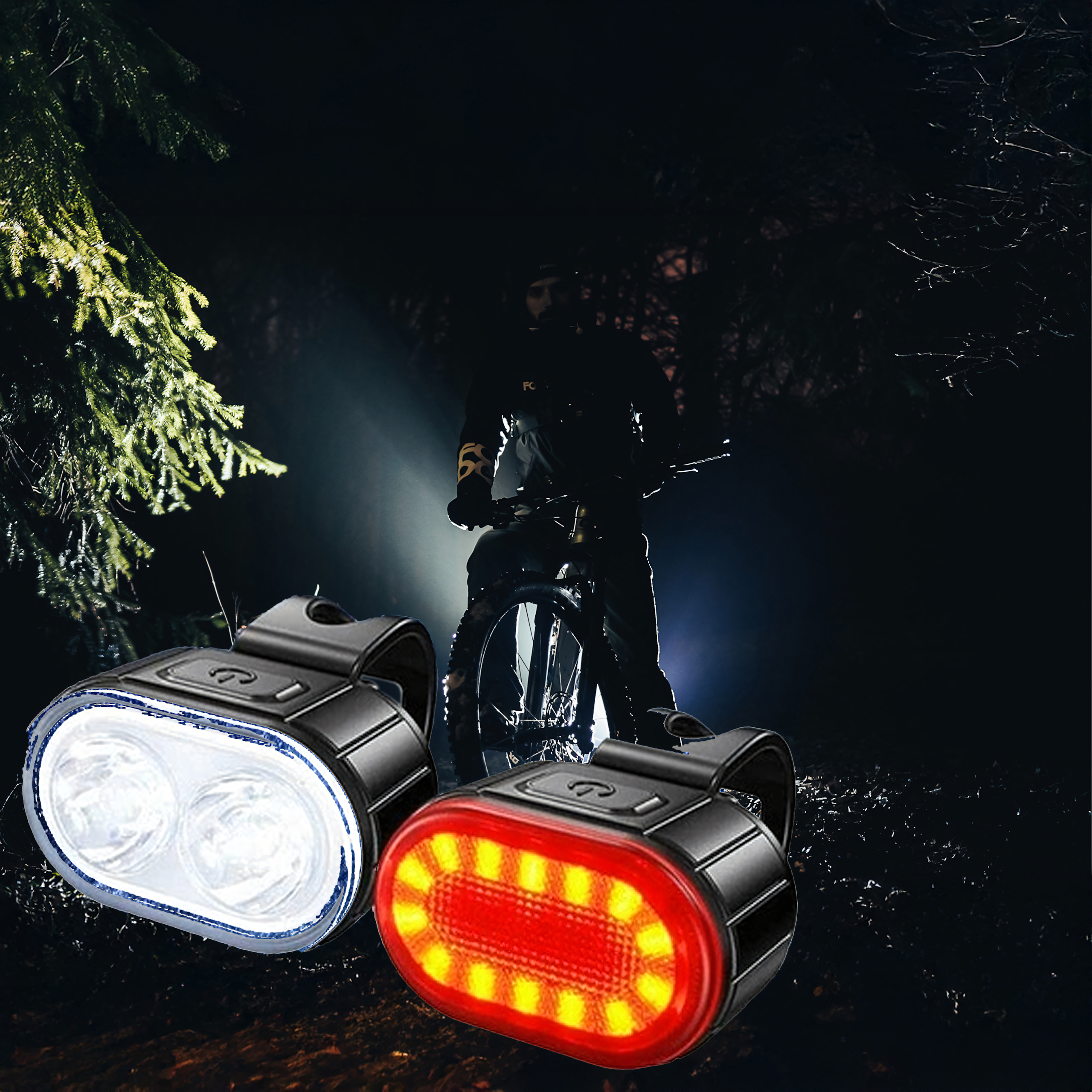 Tugev USB-laetav LED esi- ja tagatulede komplekt jalgrattale 2 tk