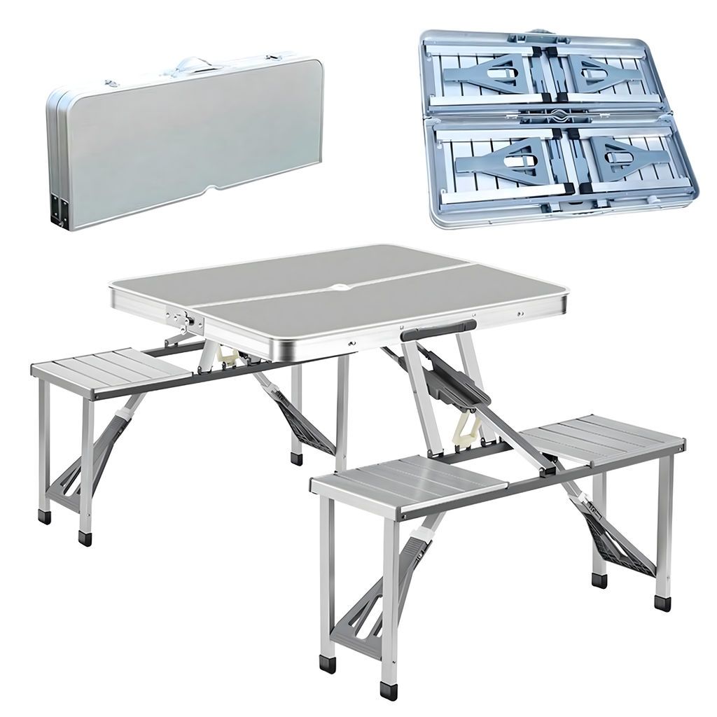 Kokkupandav laud Turistide matkalaud Alumiiniumist reisilaud pinkidega