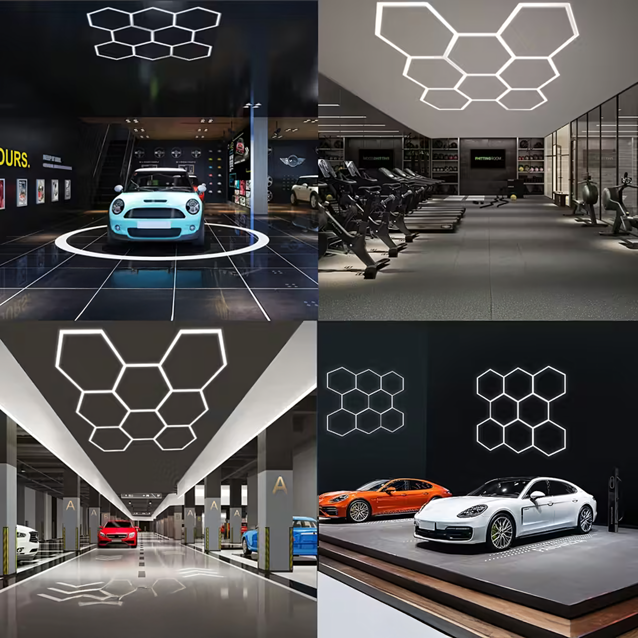 LED kuusnurkne lambipaneel valgustus töökotta garaaži koju 257x244cm 280W 6500K