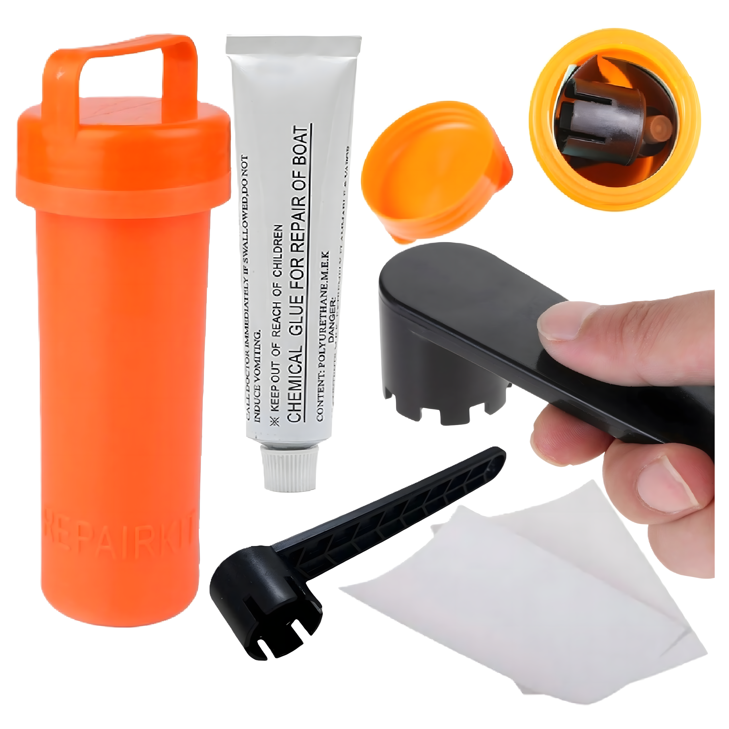 SUP-laua parandustarvikute komplekt kajaki kasti plaastrite liimimiseks, liim, mutrivõti